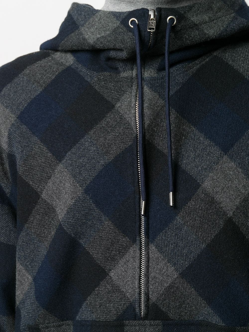 checked zip-up hoodie - 5