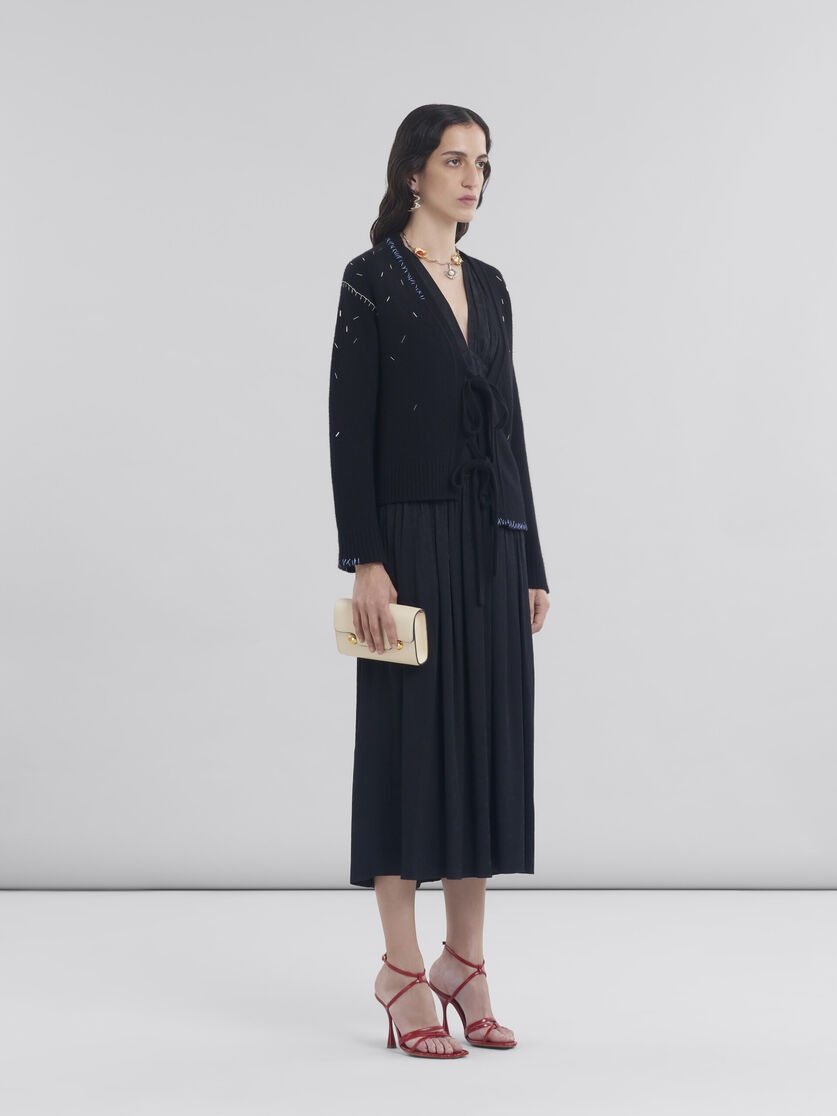 BLACK SILK JACQUARD MIDI DRESS - 6