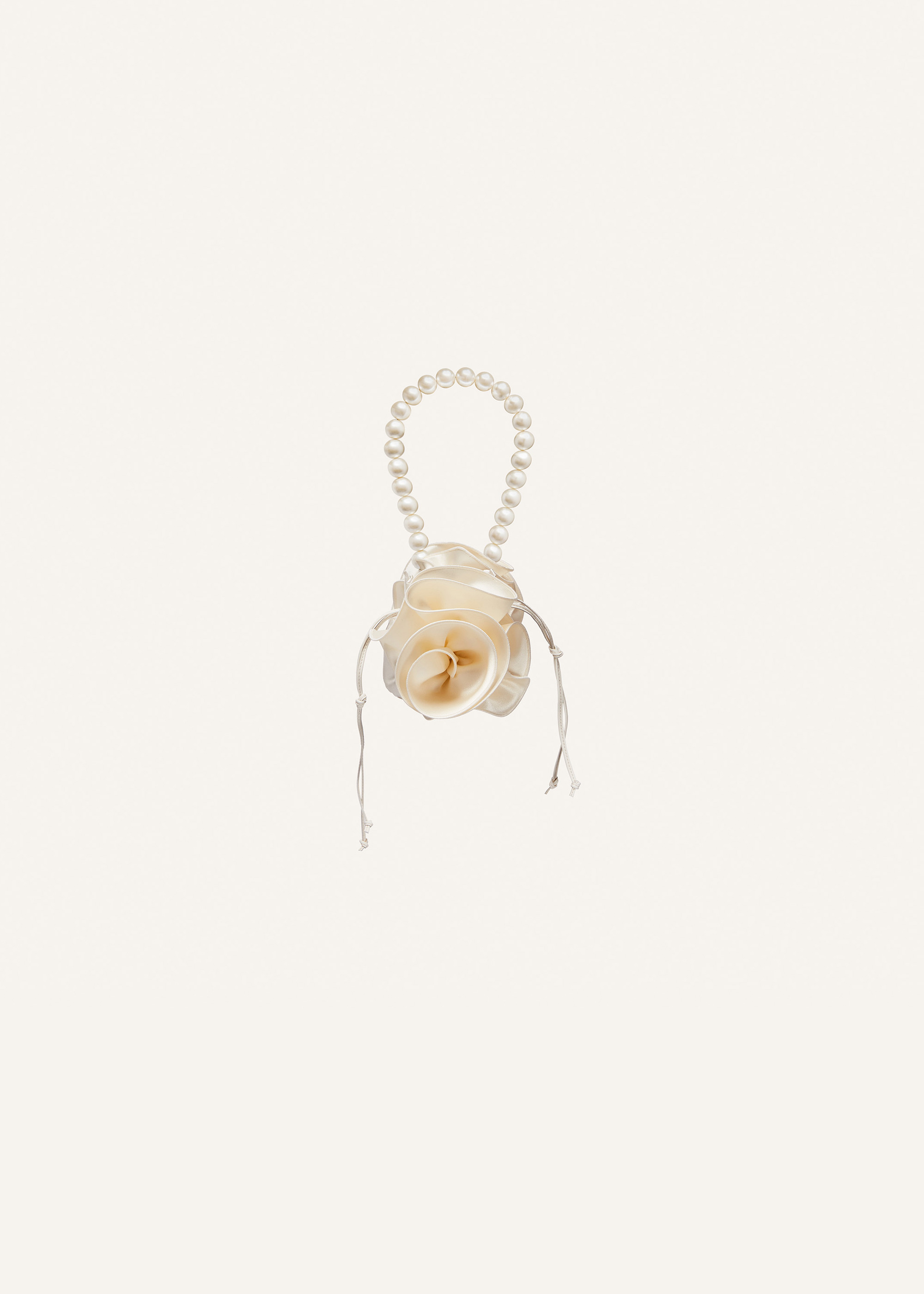 Small pearl Magda bag in cream satin - 1