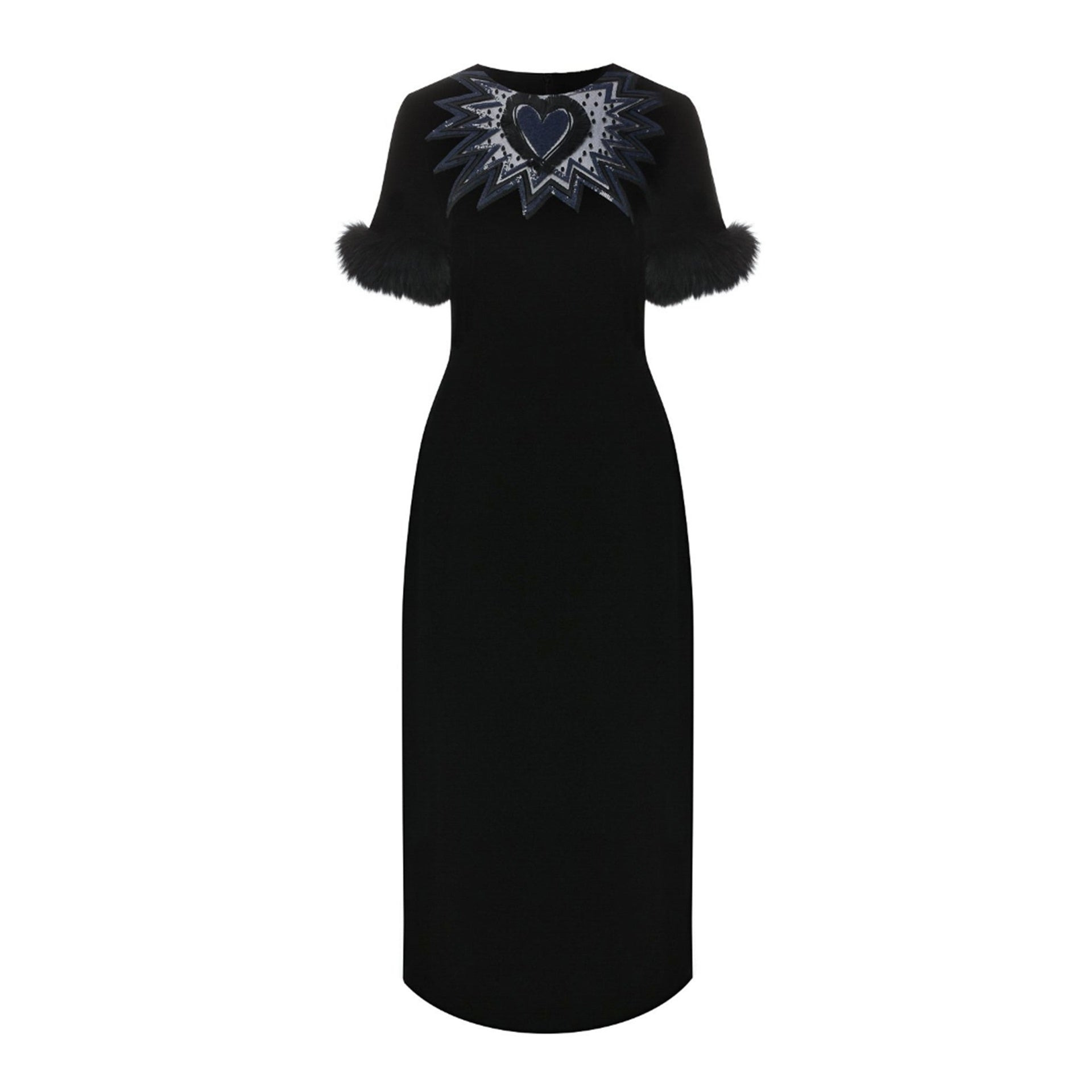 Fendi Fur Trim Velvet Midi Dress Women - 5