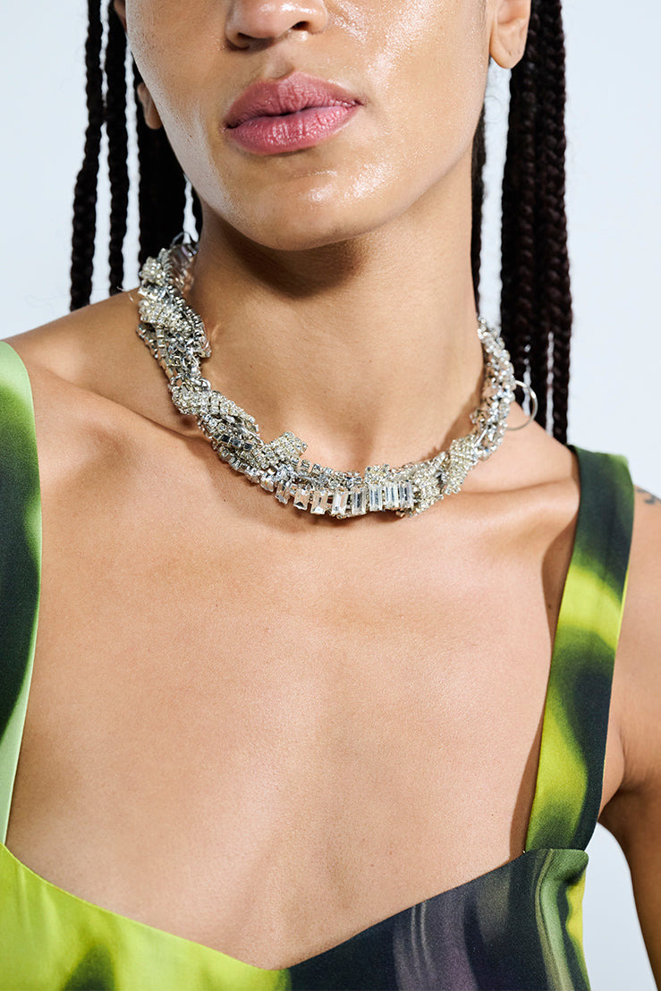 CRYSTAL CLEAR RHINESTONE JUNK NECKLACE - 2