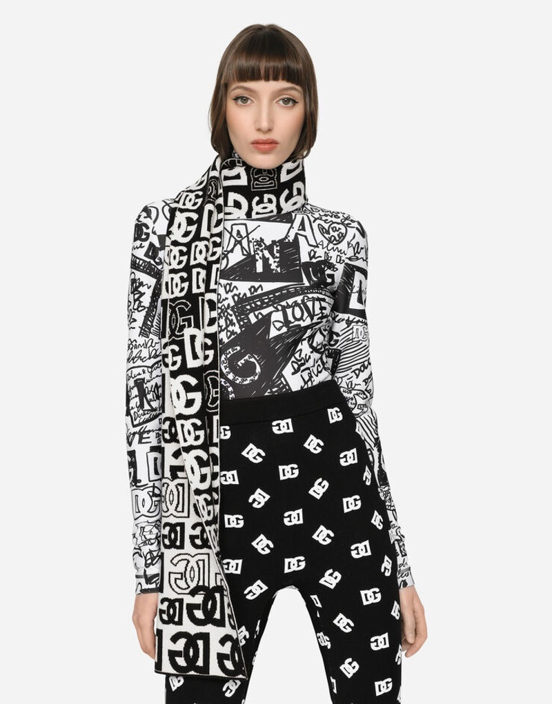 Cashmere scarf with all-over DG logo 2