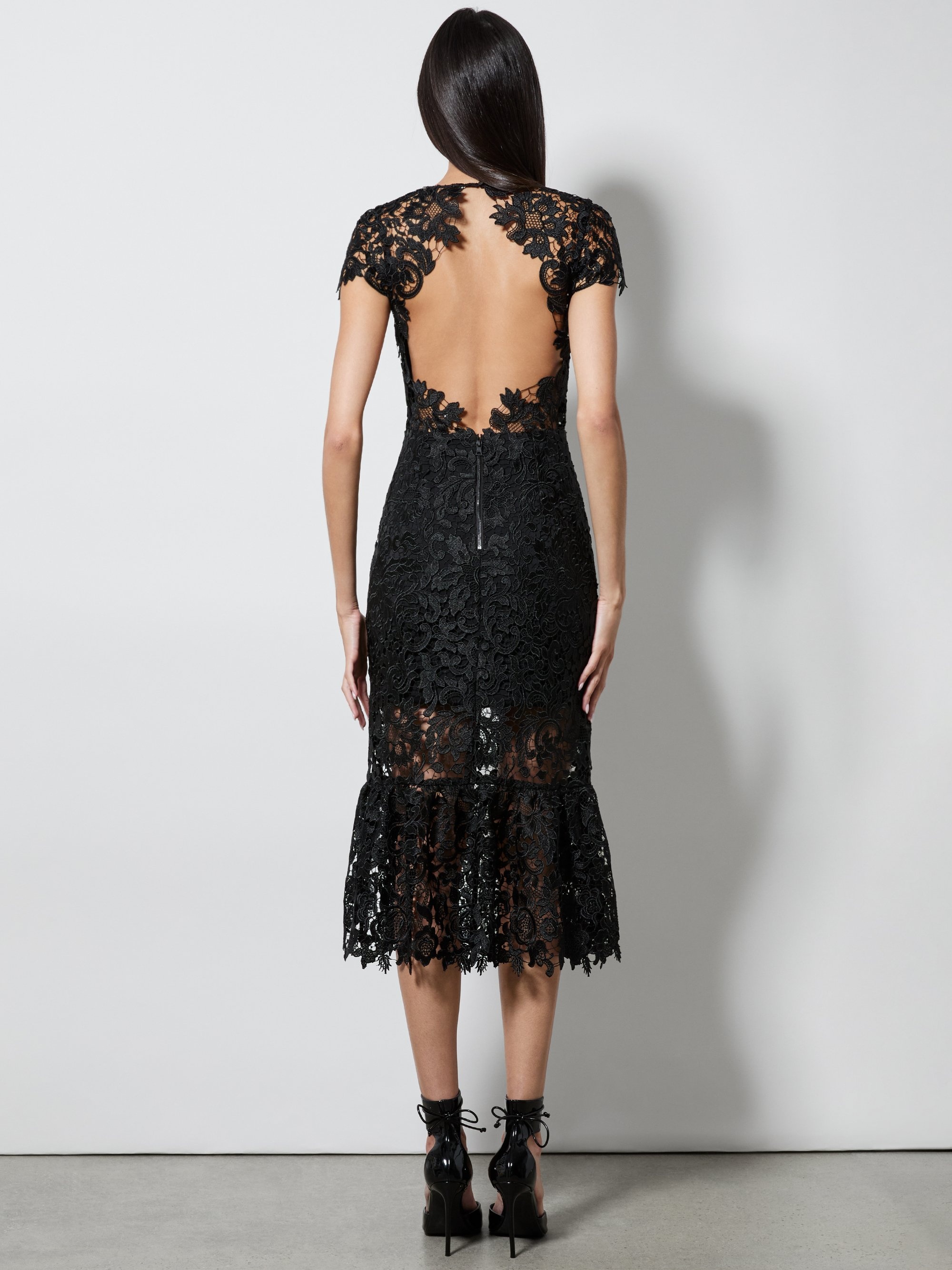 CLOVER OPEN BACK LACE MIDI DRESS - 2