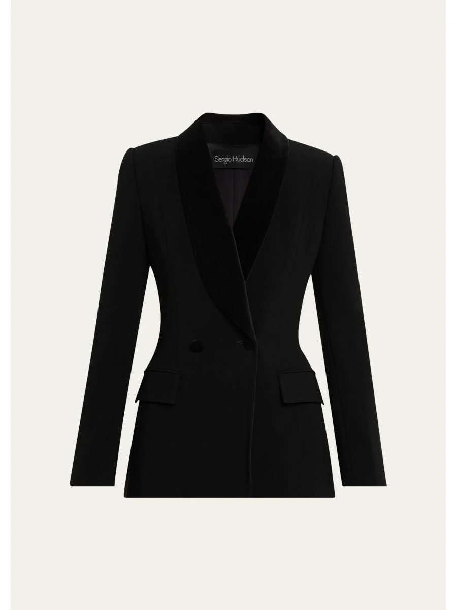 Velvet Shawl Collar Tuxedo Blazer - 1