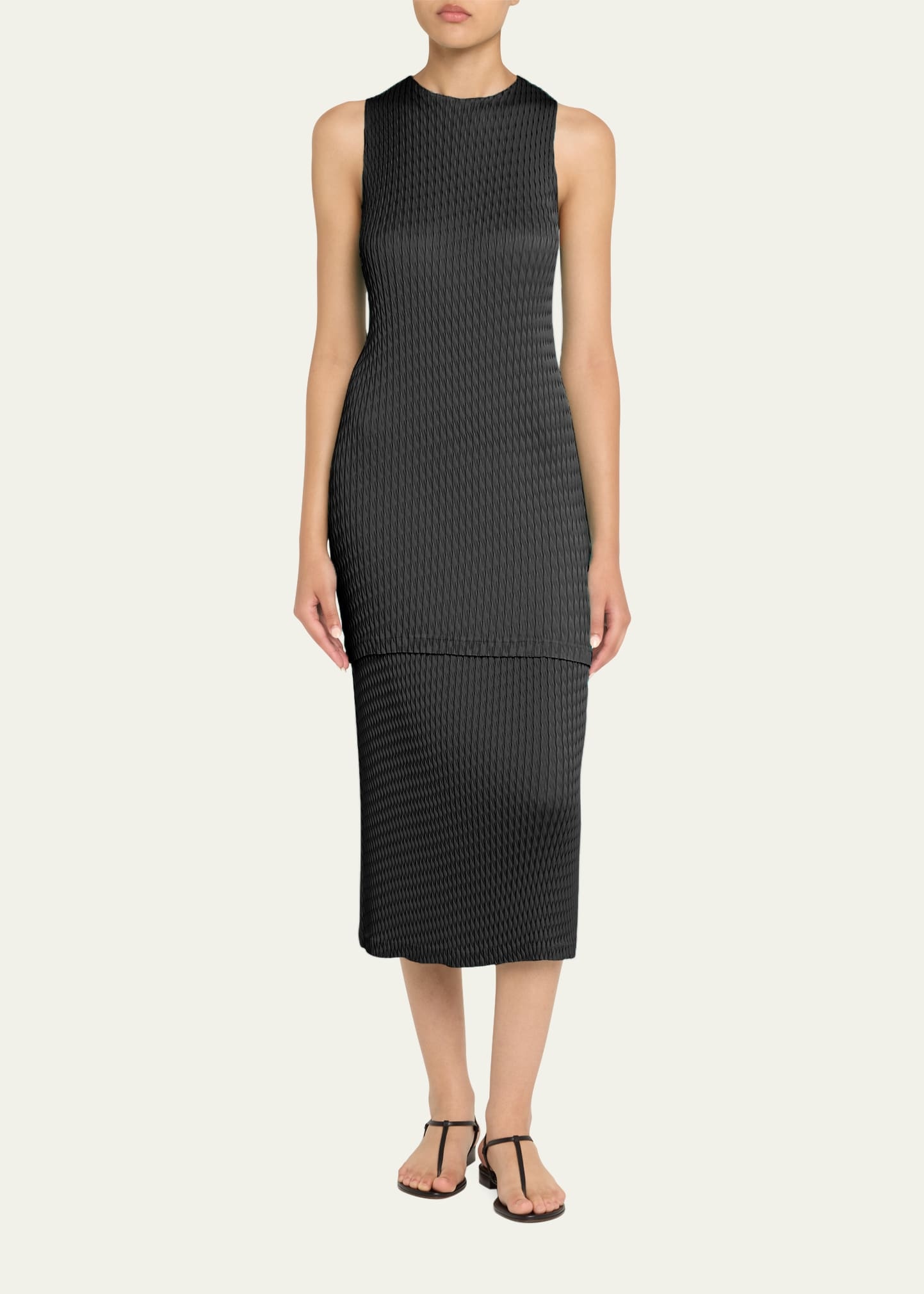 Sleek Pleats Short Dress - 2