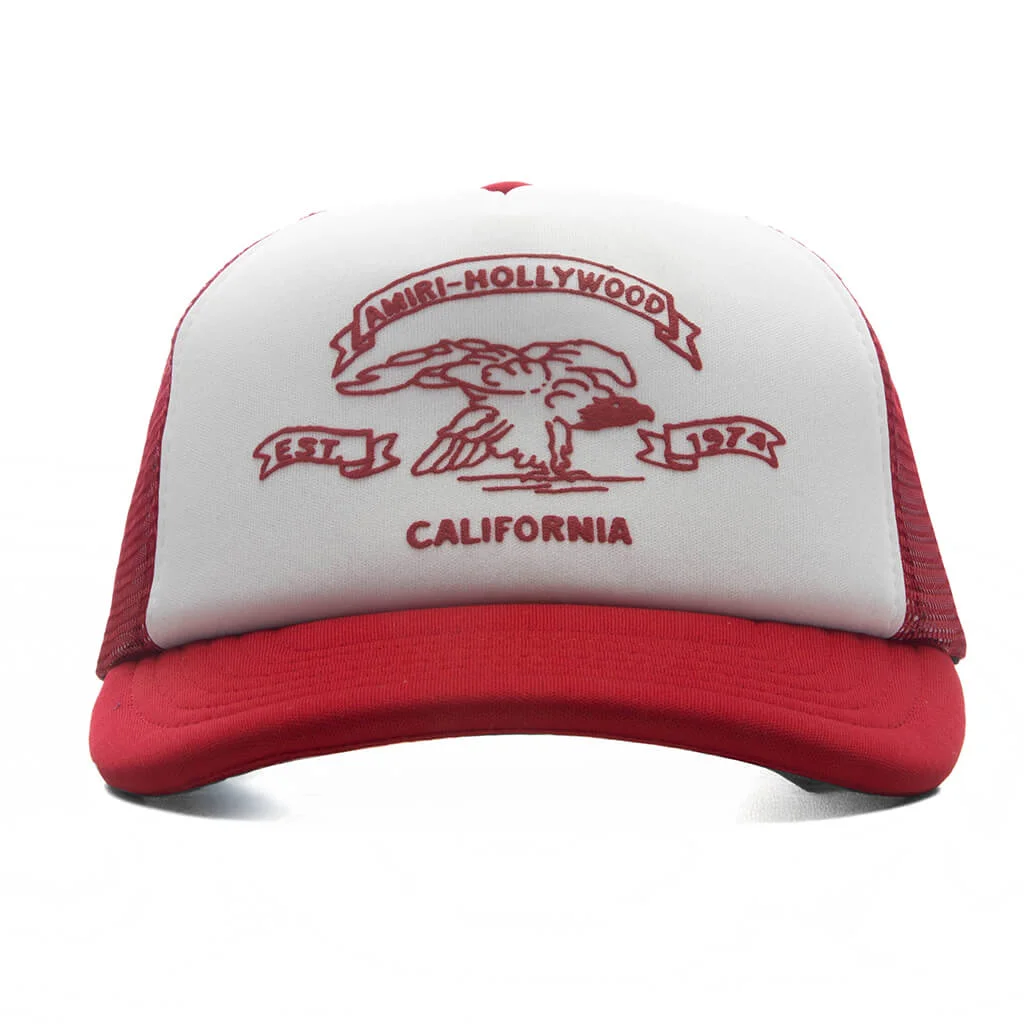 AMIRI EAGLE TRUCKER HAT - RED ROSE - 1