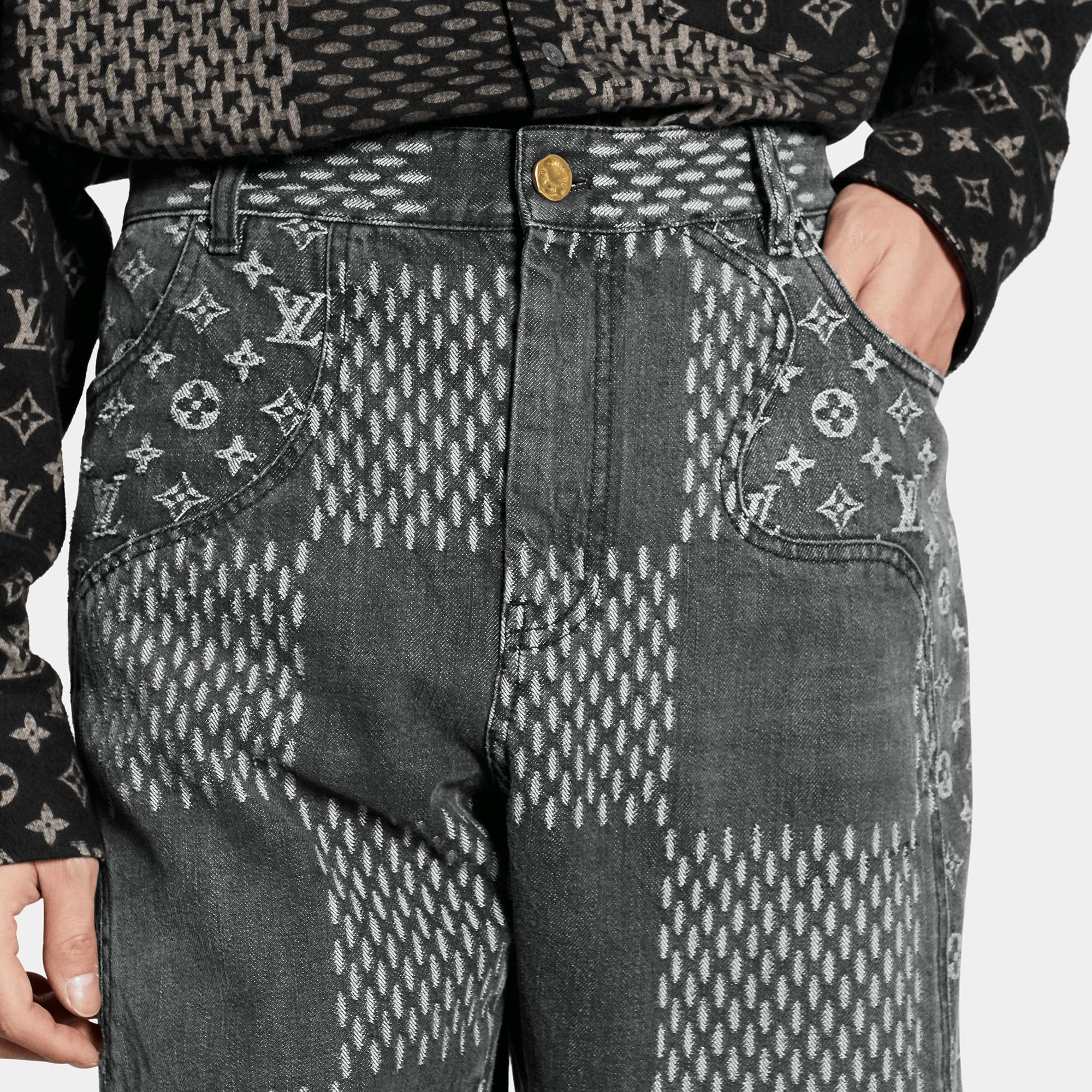 GIANT DAMIER WAVES MONOGRAM DENIM PANTS - 3