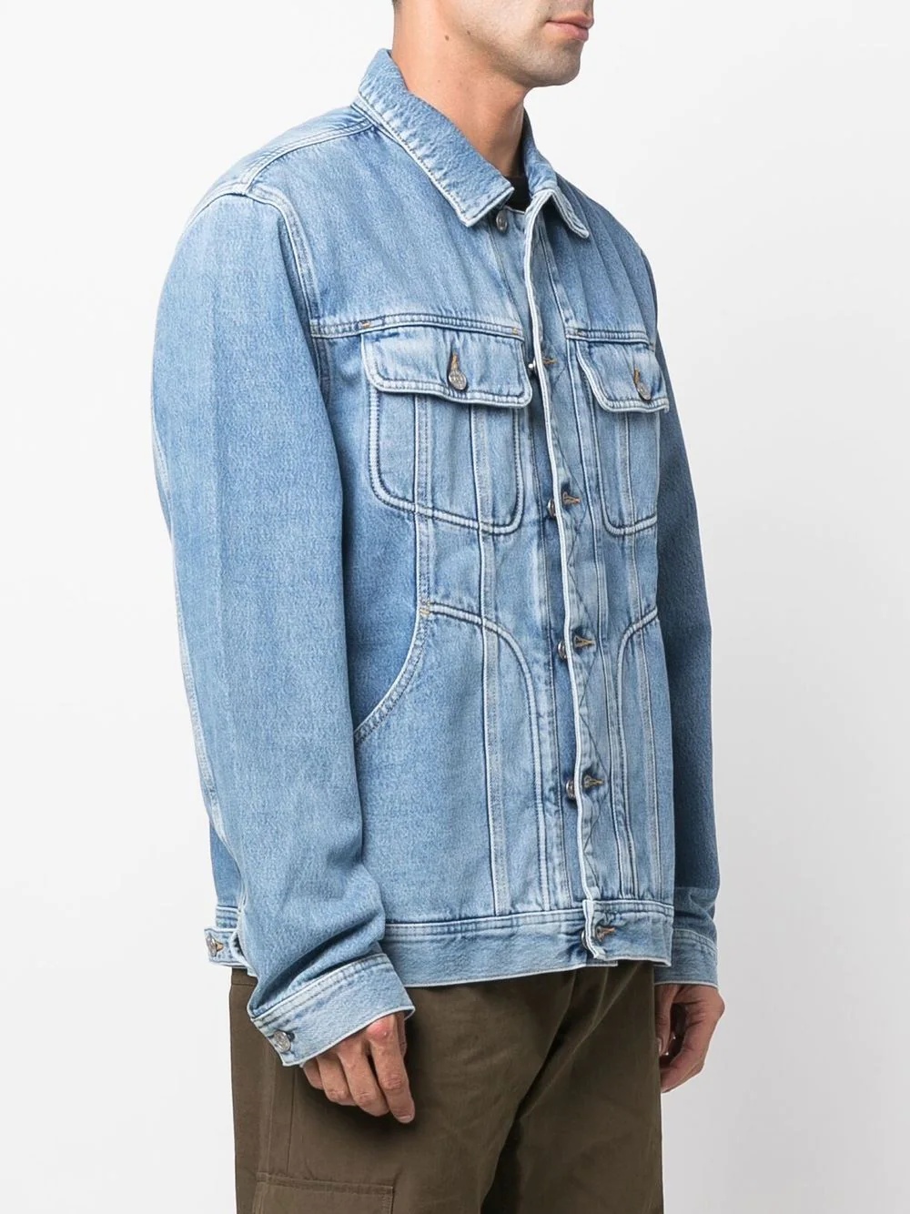 panelled long-sleeve denim jacket - 3