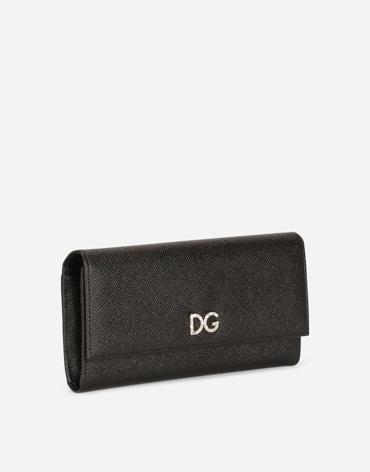 Continental calfskin wallet with rhinestone-detailed DG logo - 2