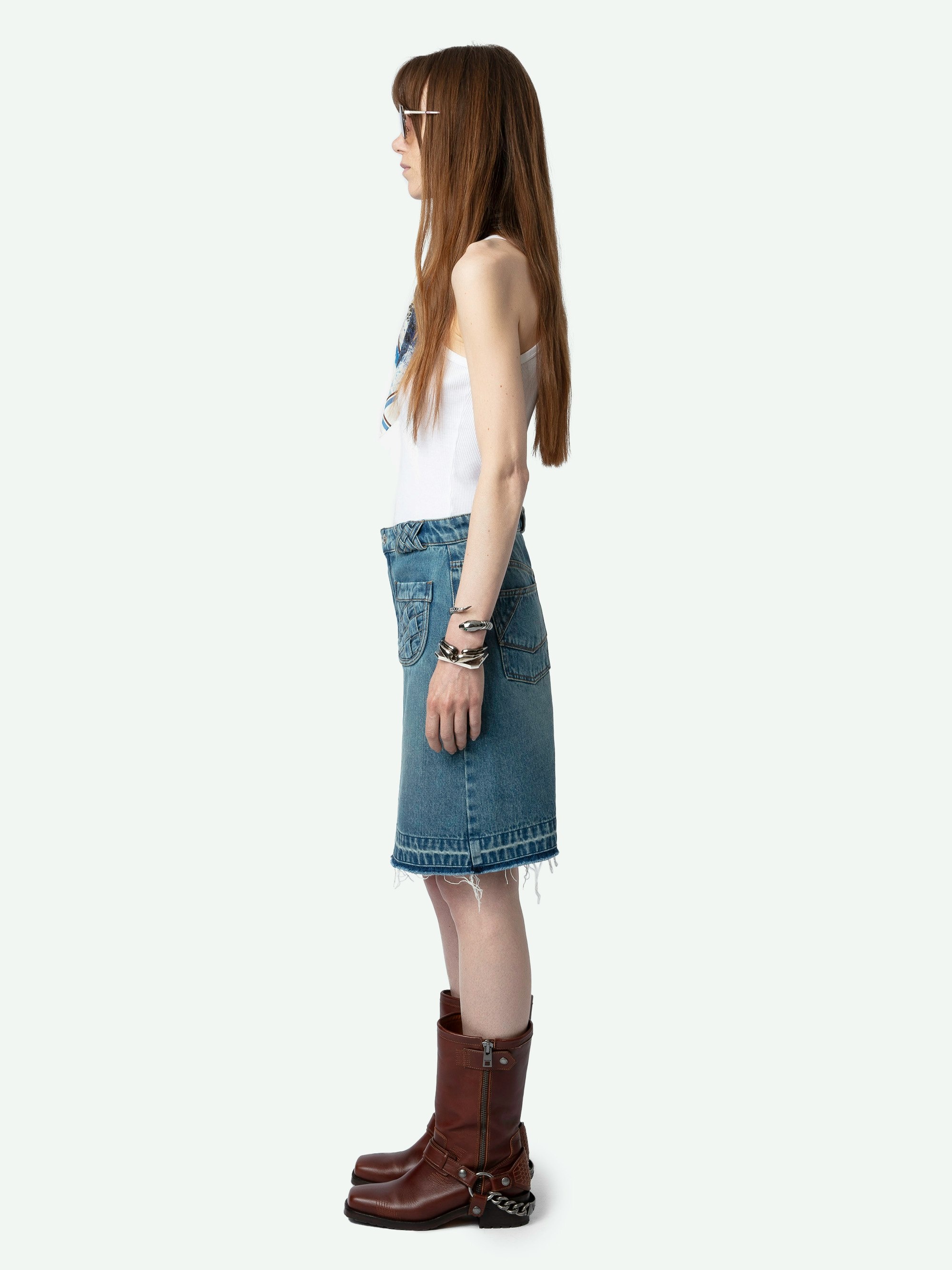 Jingle Denim Skirt - 4