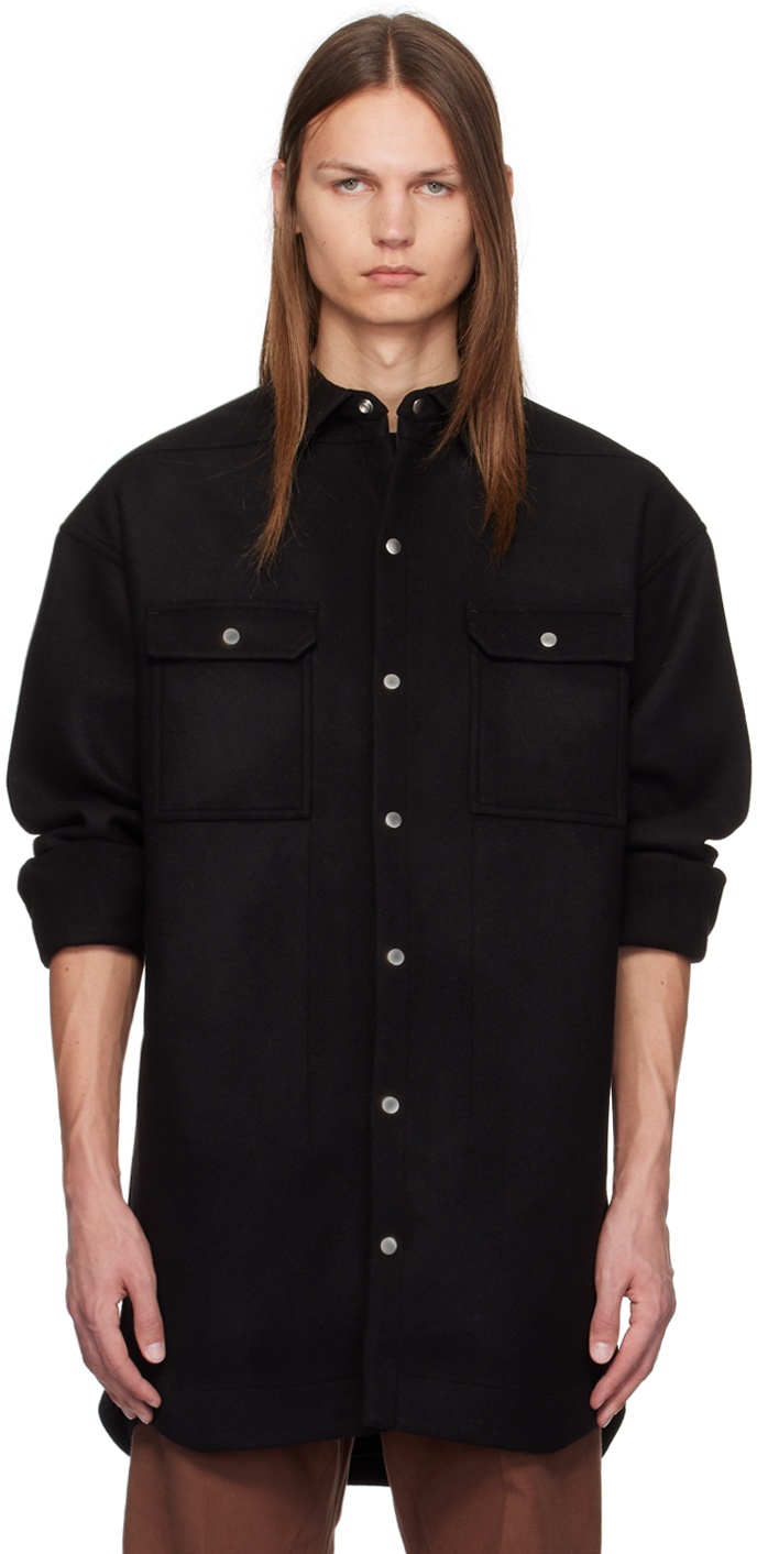 Rick Owens Black Porterville Melton Outer Shirt | REVERSIBLE 