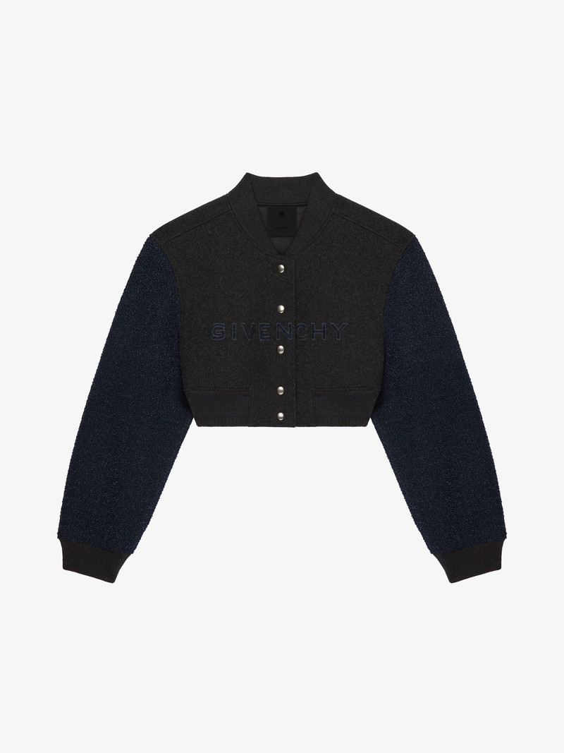 GIVENCHY CROPPED VARSITY JACKET IN WOOL AND DENIM 1