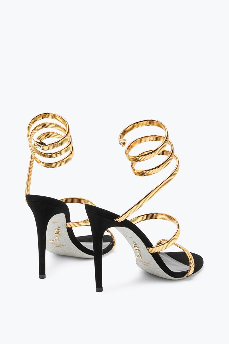 RENE CAOVILLA JUNIPER BLACK AND GOLD SANDAL 105 outlook