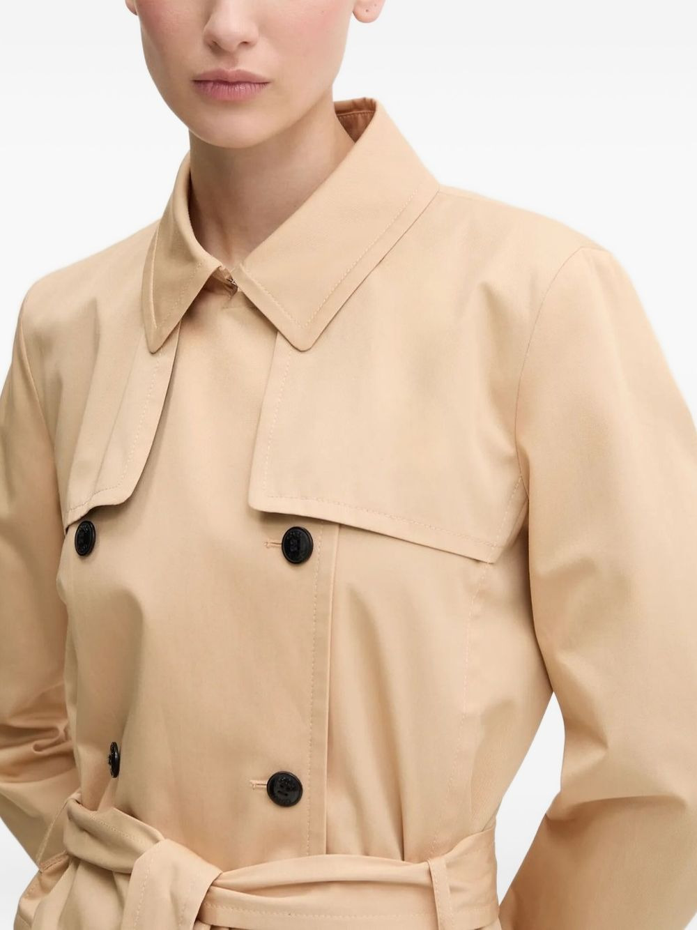 belted double-breasted trench coat - 3