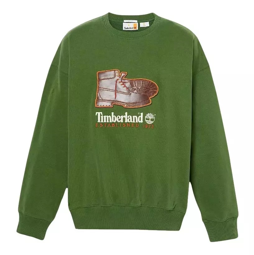Men's Box Fit Badge Crew Sweatshirt - Dark Green - 4