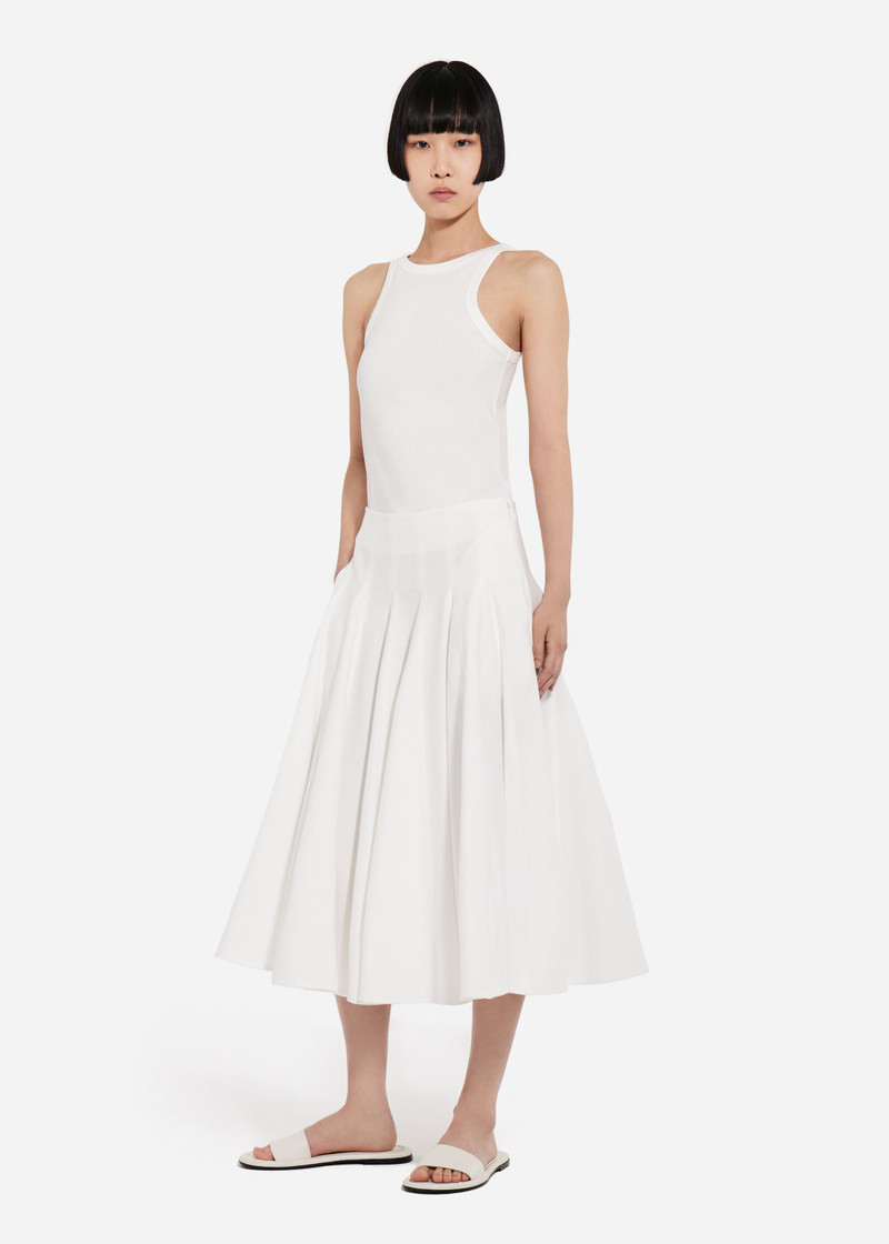 Godet Midi Skirt in Cotton Pique 6