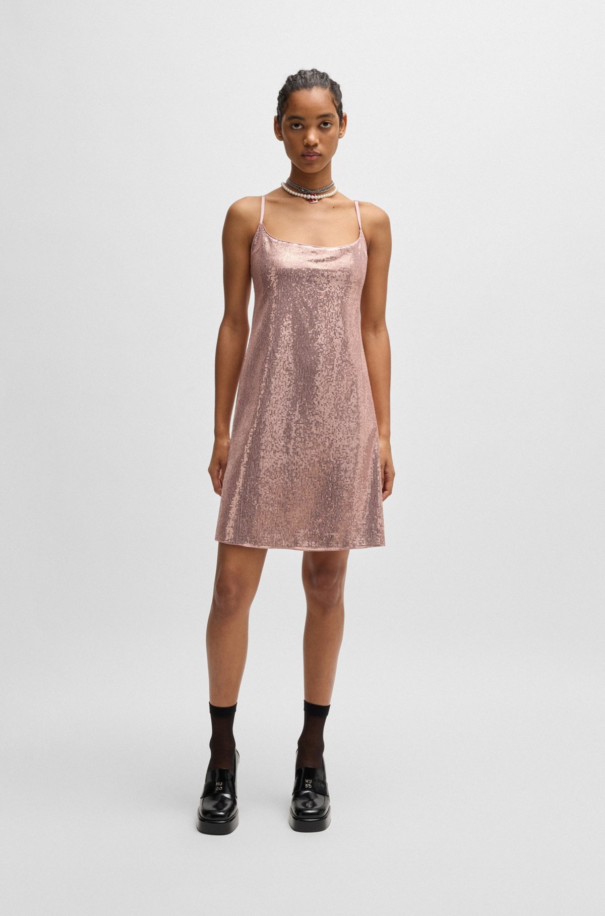 STRAPPY DRESS WITH ALL-OVER SEQUIN EMBELLISHMENTS - 3