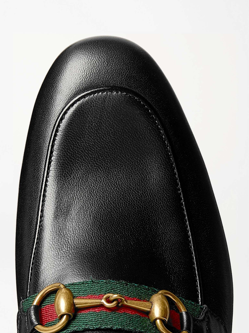 Brixton Webbing-Trimmed Horsebit Collapsible-Heel Leather Loafers 6
