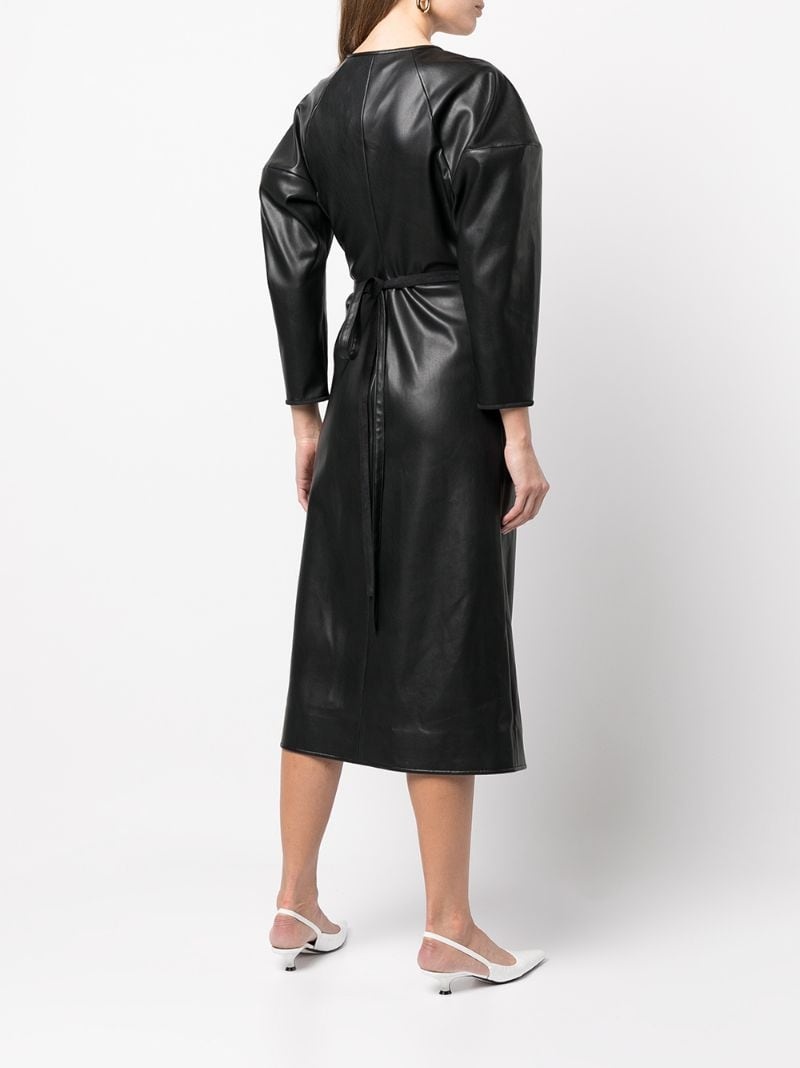 faux leather wrap dress - 4