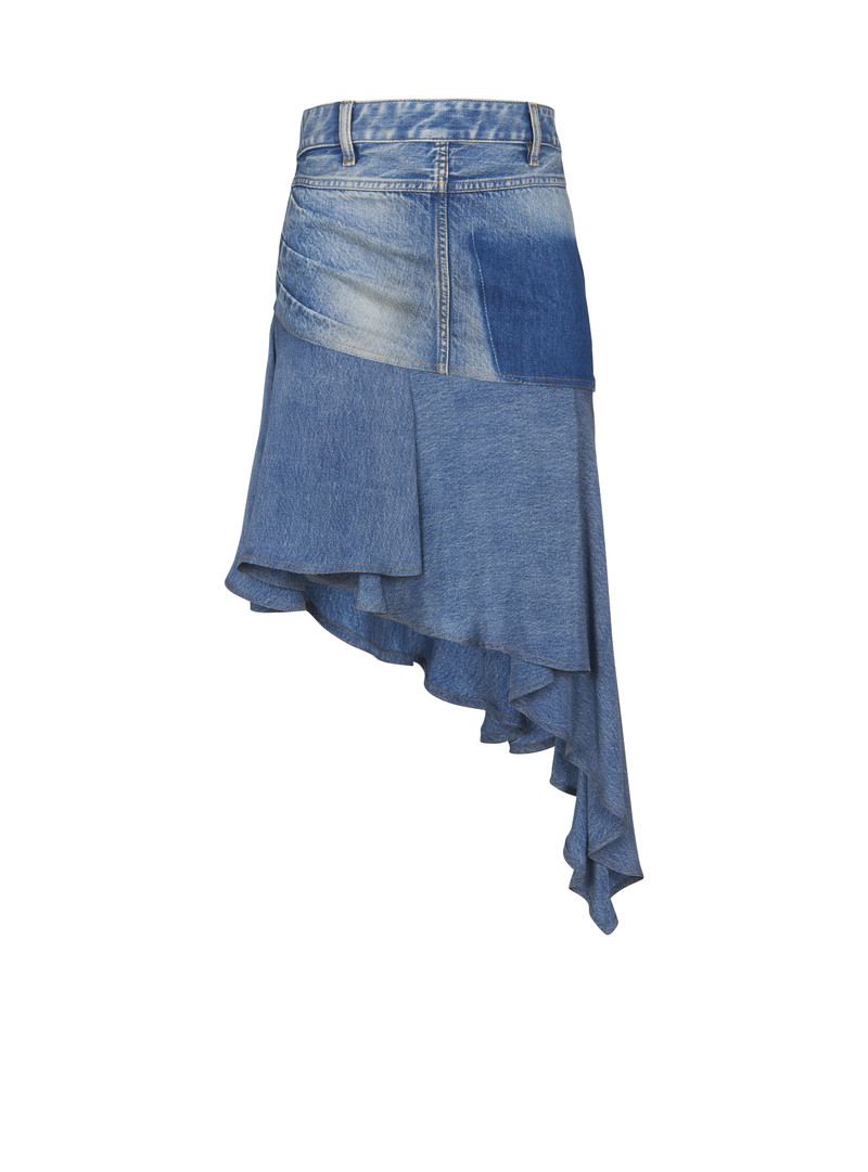Asymmetric denim 짧은 스커트 - 1