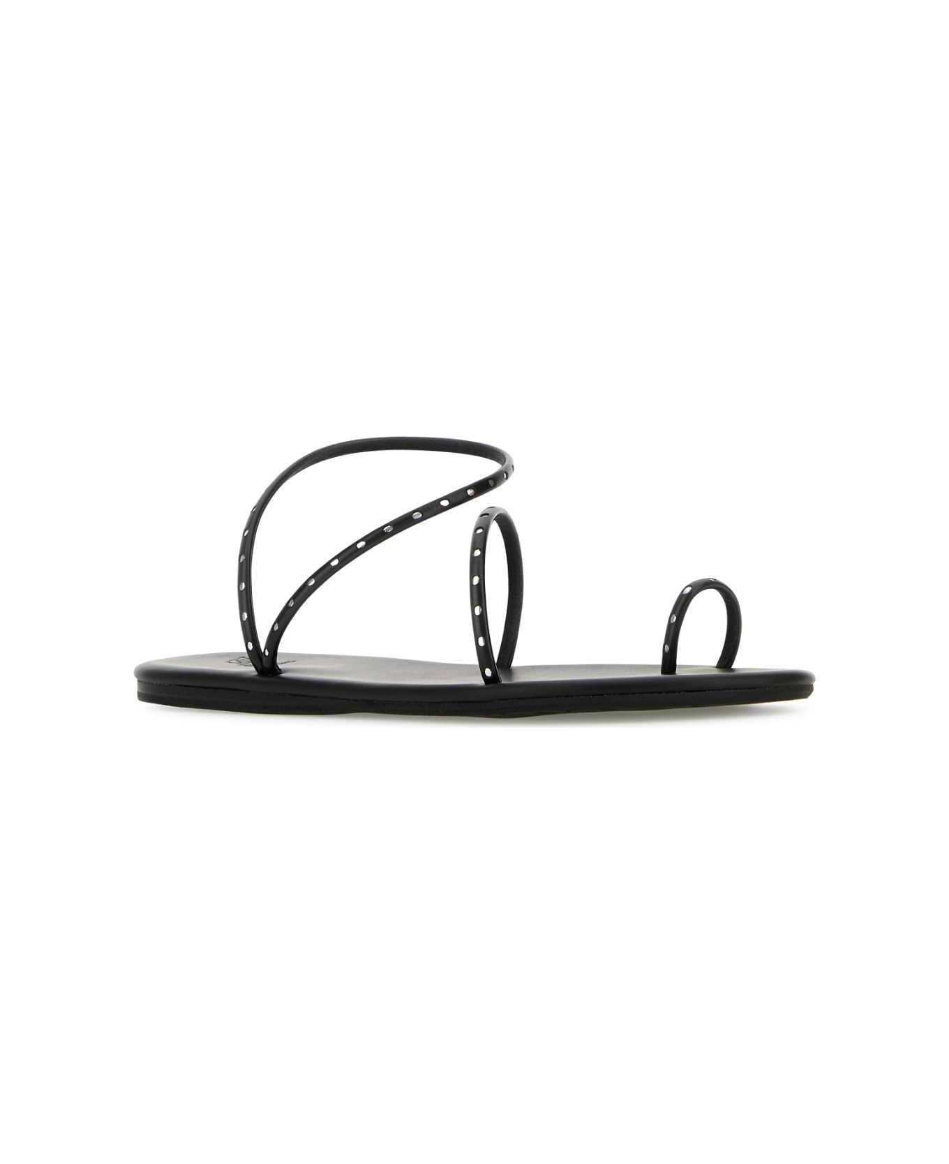 Black Synthetic Leather Astro Thong Sandals - 2