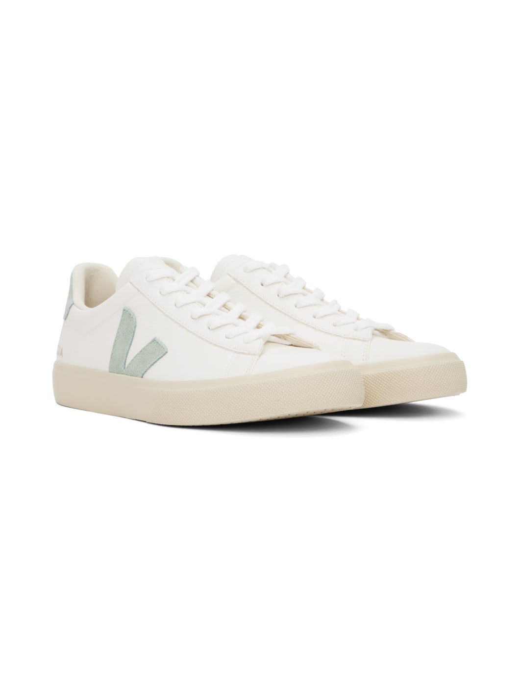 White & Green Campo Leather Sneakers - 4