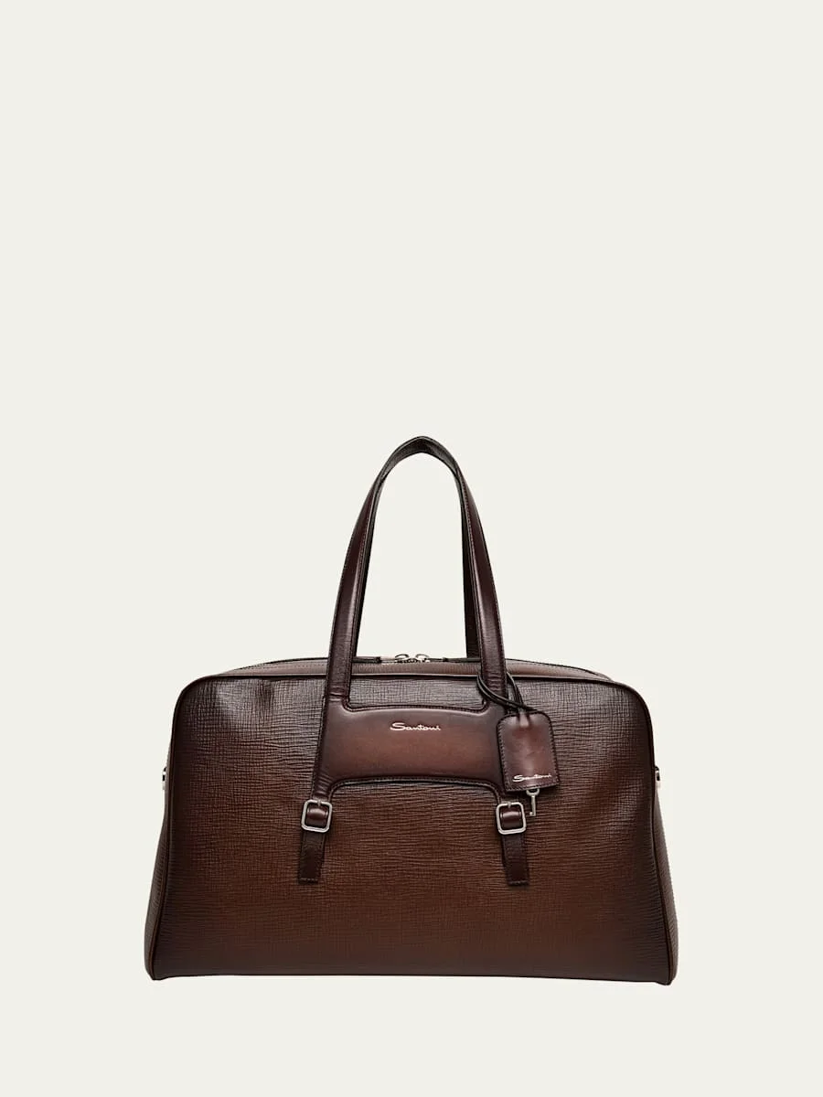 Men's Leather Weekender Duffel Bag - 1