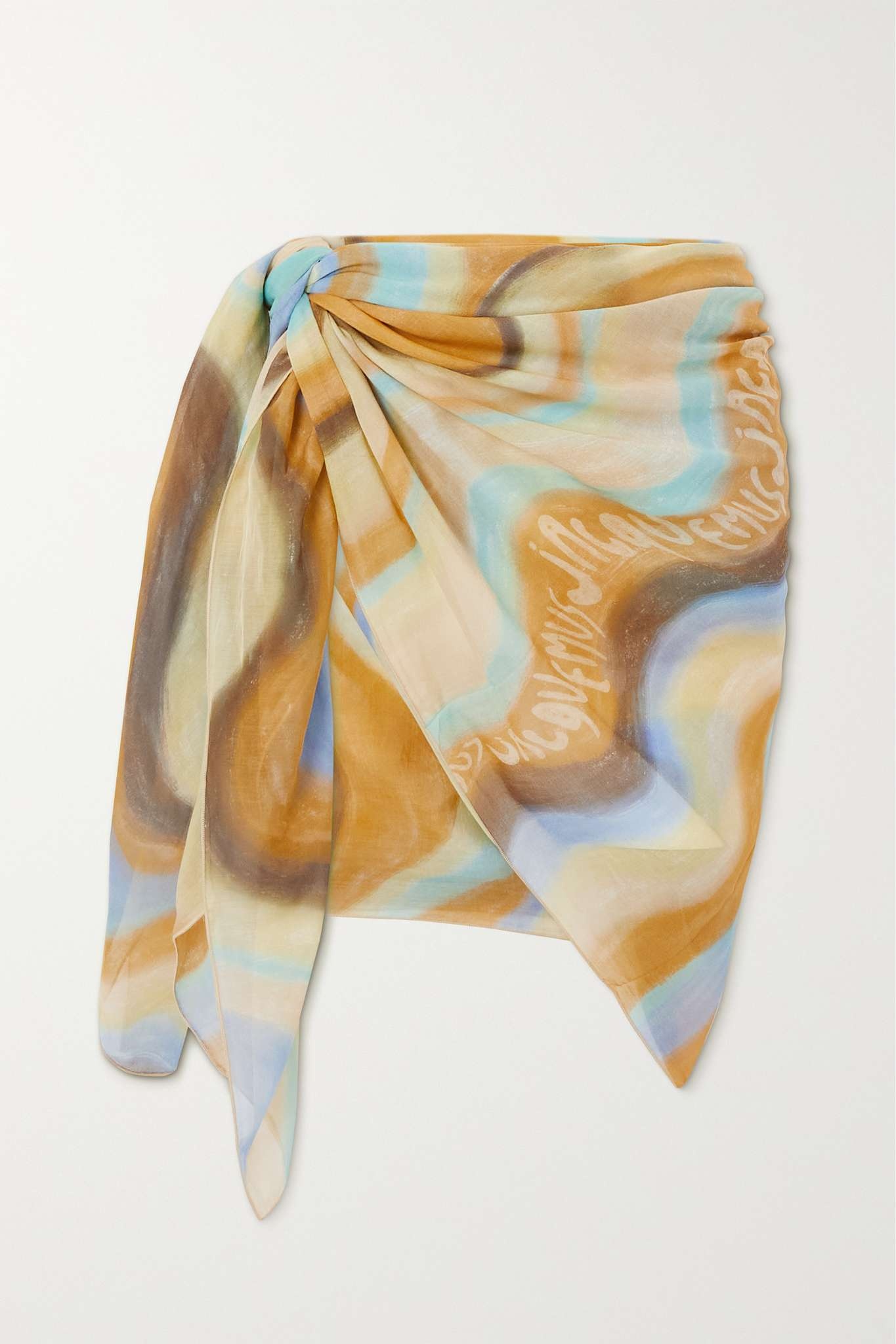 Le Foulard Lamba printed cotton and silk-blend pareo - 1