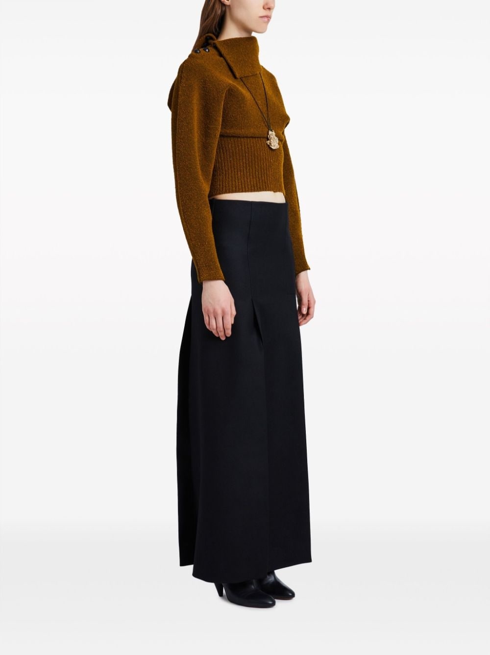 asymmetric-neck bouclÃ© jumper - 3