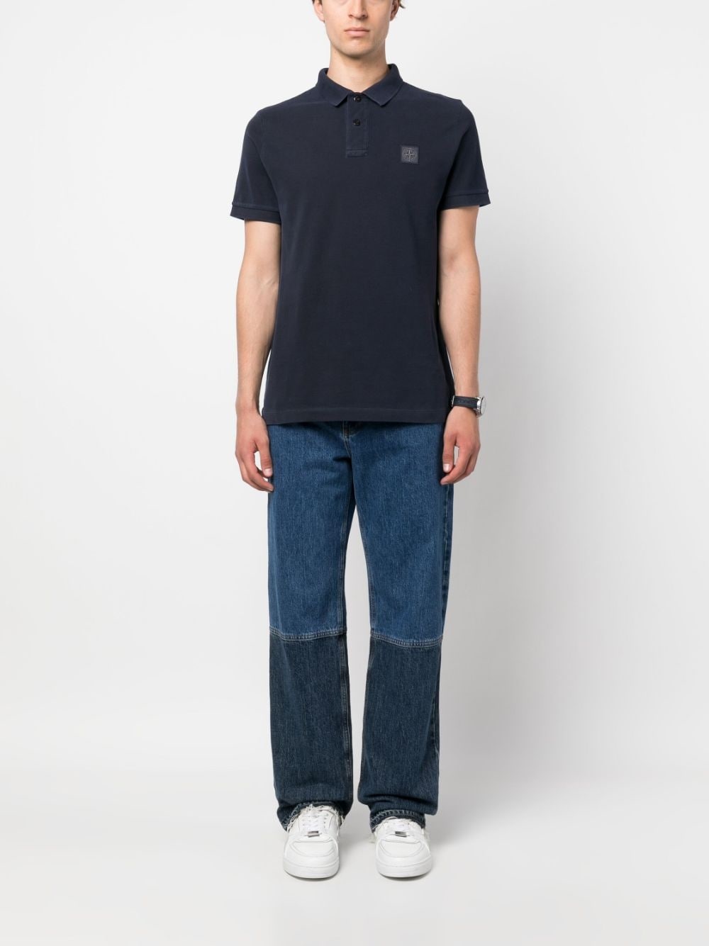 logo-patch polo shirt - 2
