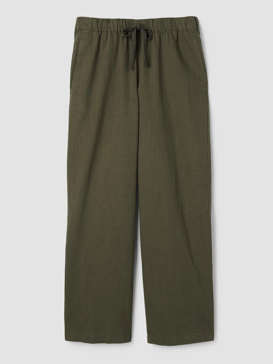 Slubby Organic Cotton Linen Full-Length Straight Pant - 1