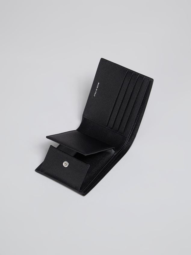 BROWN AND BLACK SAFFIANO LEATHER YEN AND USD BI-FOLD WALLET - 5