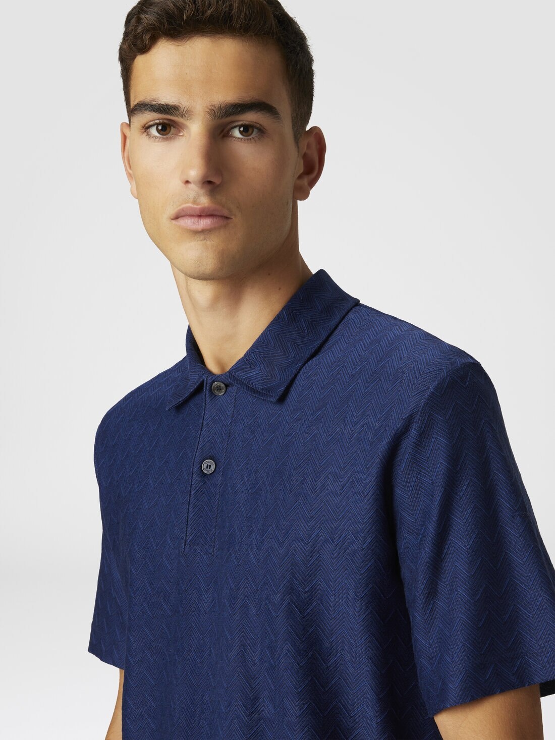 Tonal zigzag cotton jersey polo shirt - 5