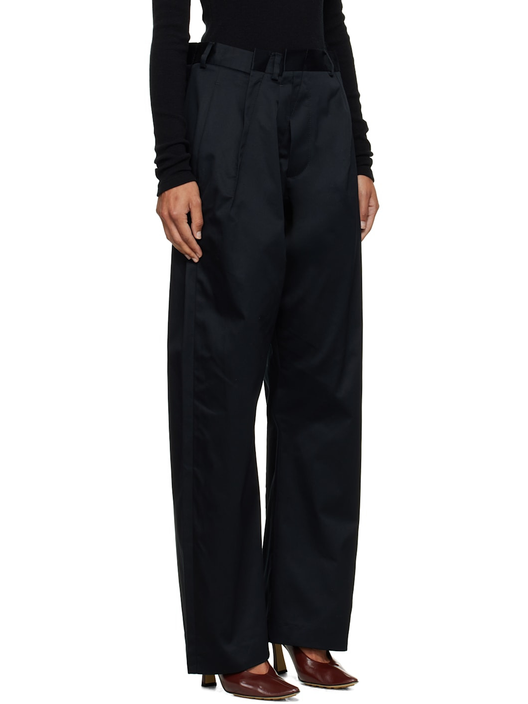 Black Tapered Leg Trousers - 2