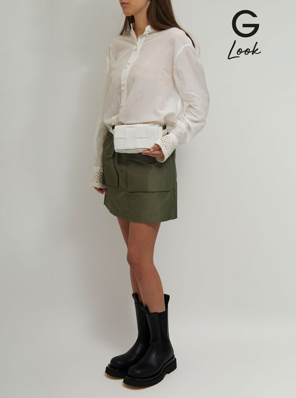 Bottega Veneta Women 'Casettte' Mini White Belt Bag With Intreccio Motif In Smooth Leather Woman - 5