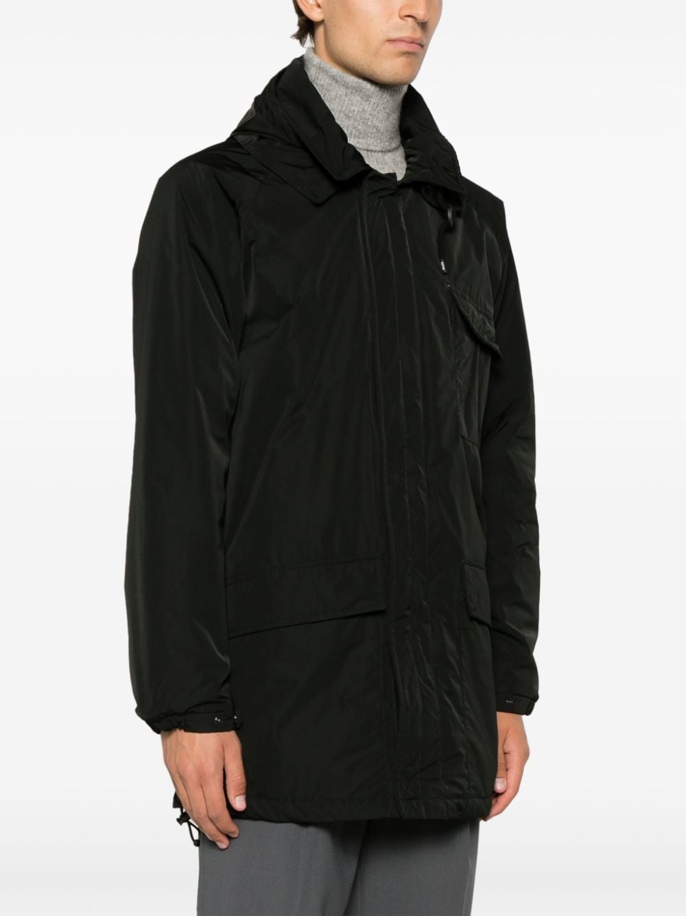 hooded long-sleeved coat - 3
