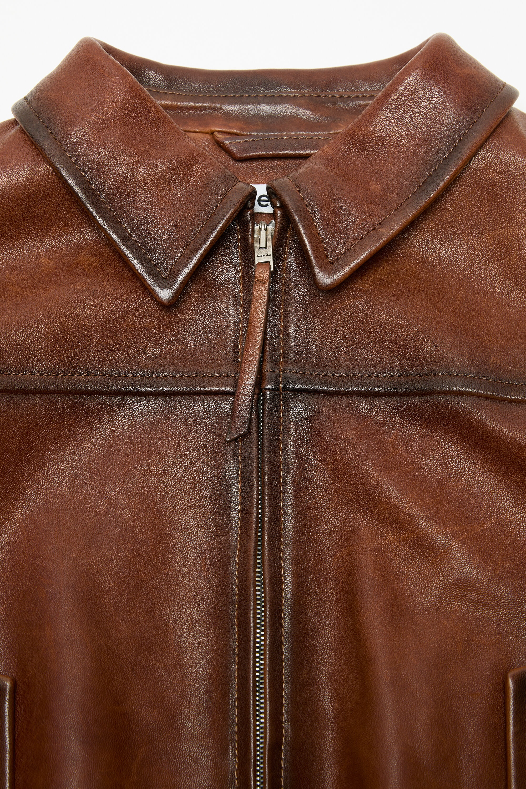 Leather bomber jacket - Tobacco brown - 7