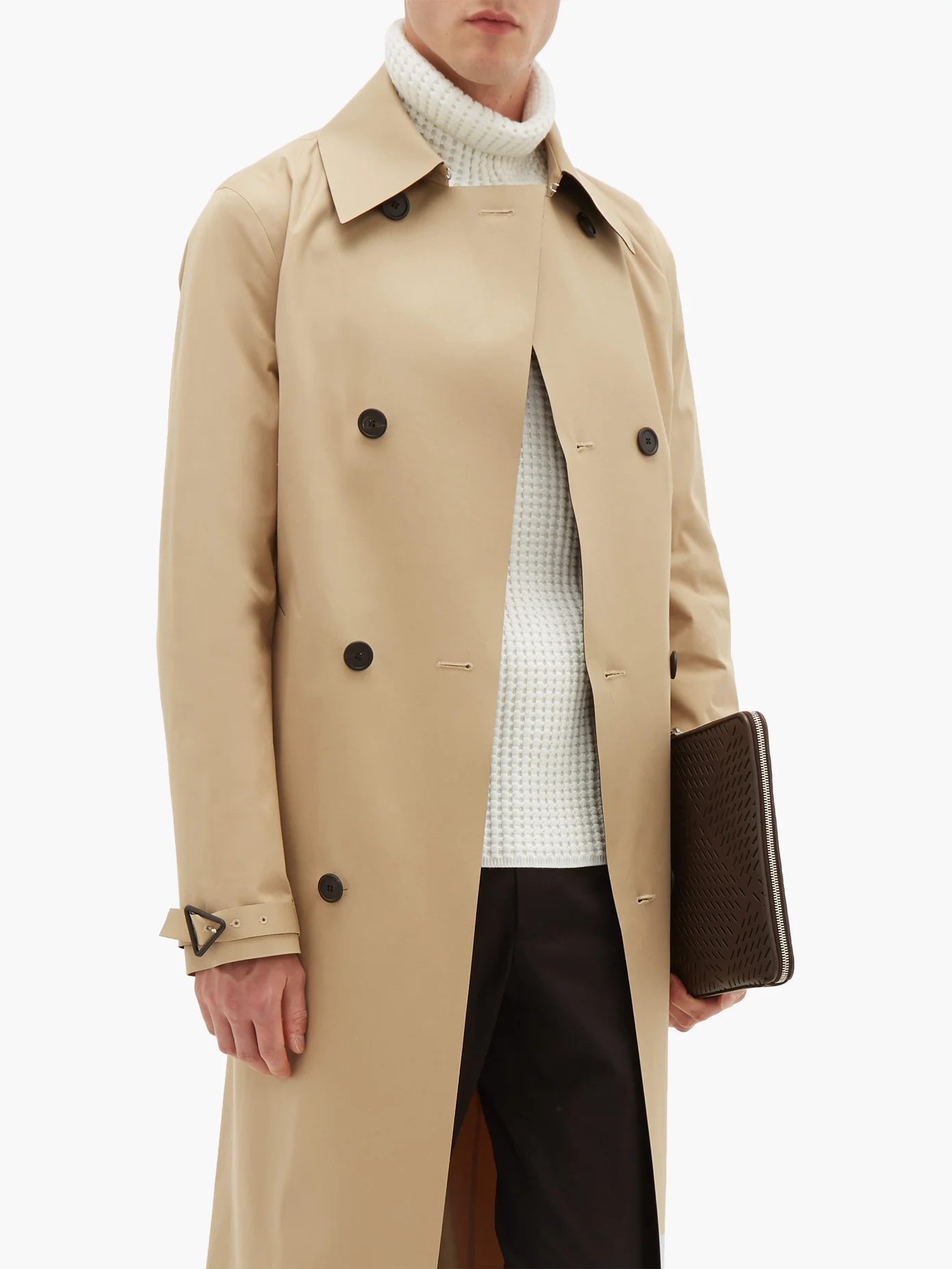 Double-breasted twill trench coat - 6