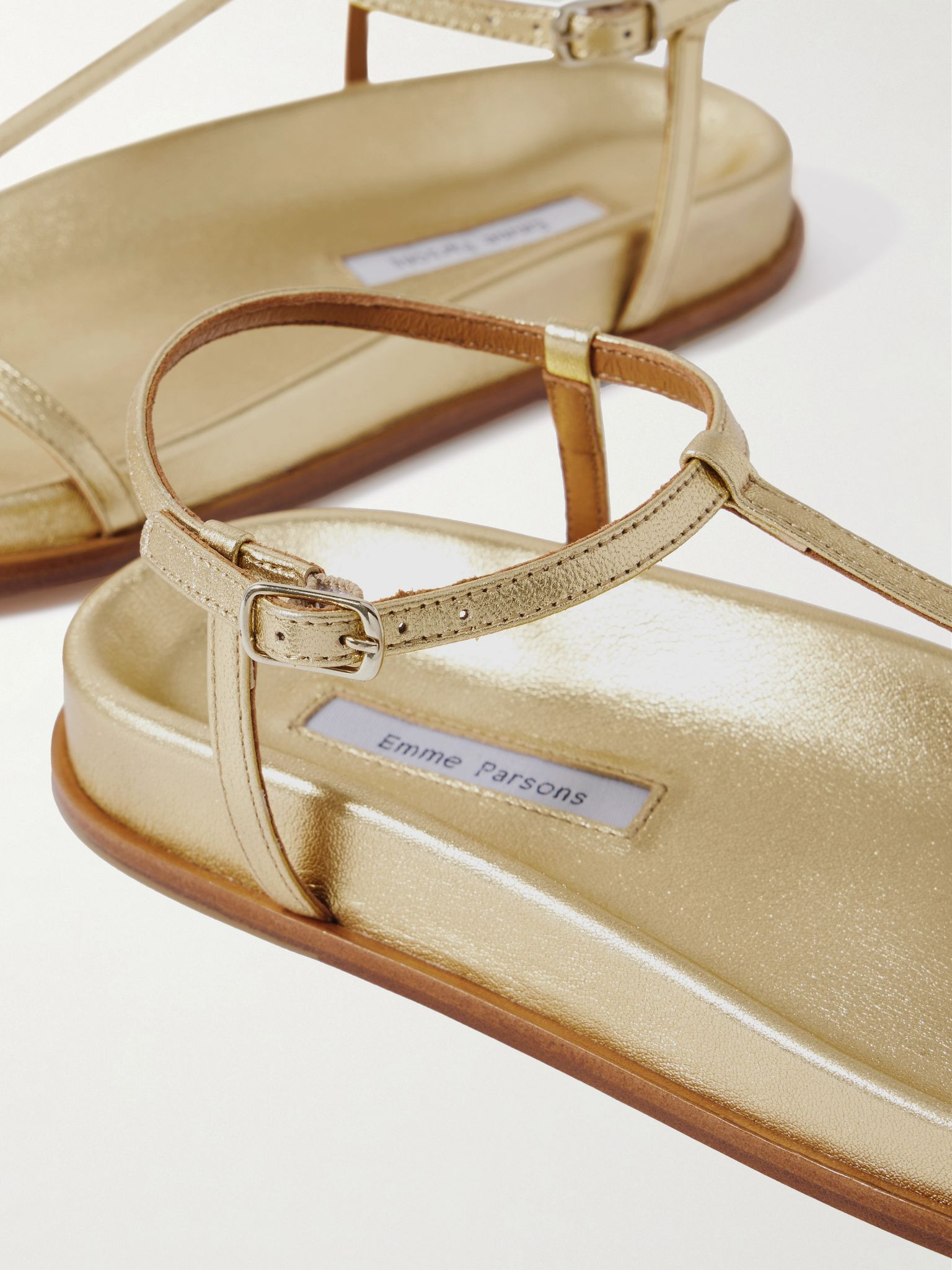 Aya metallic leather sandals Gold - 4