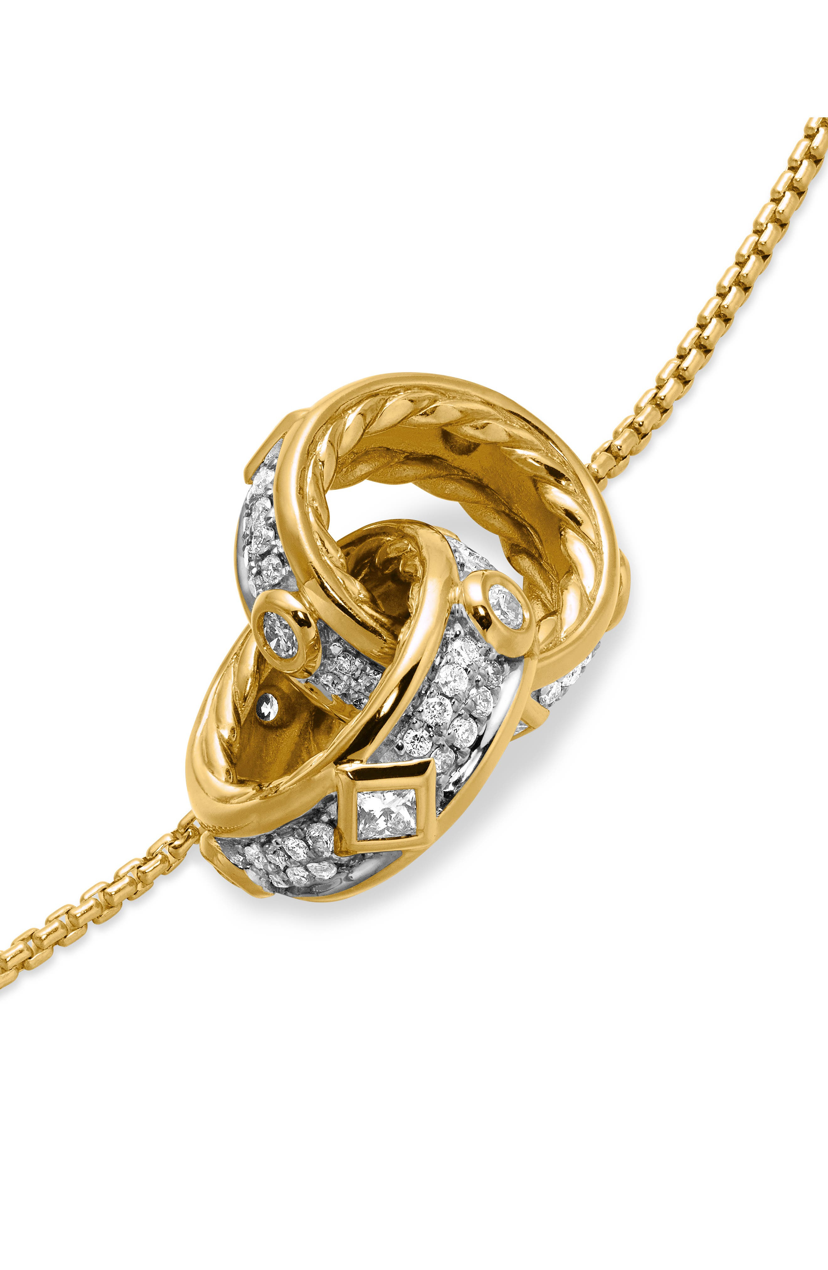 David Yurman Modern Renaissance Double Pendant Necklace in 18K Yellow Gold with Full Pavé Diamonds a - 4