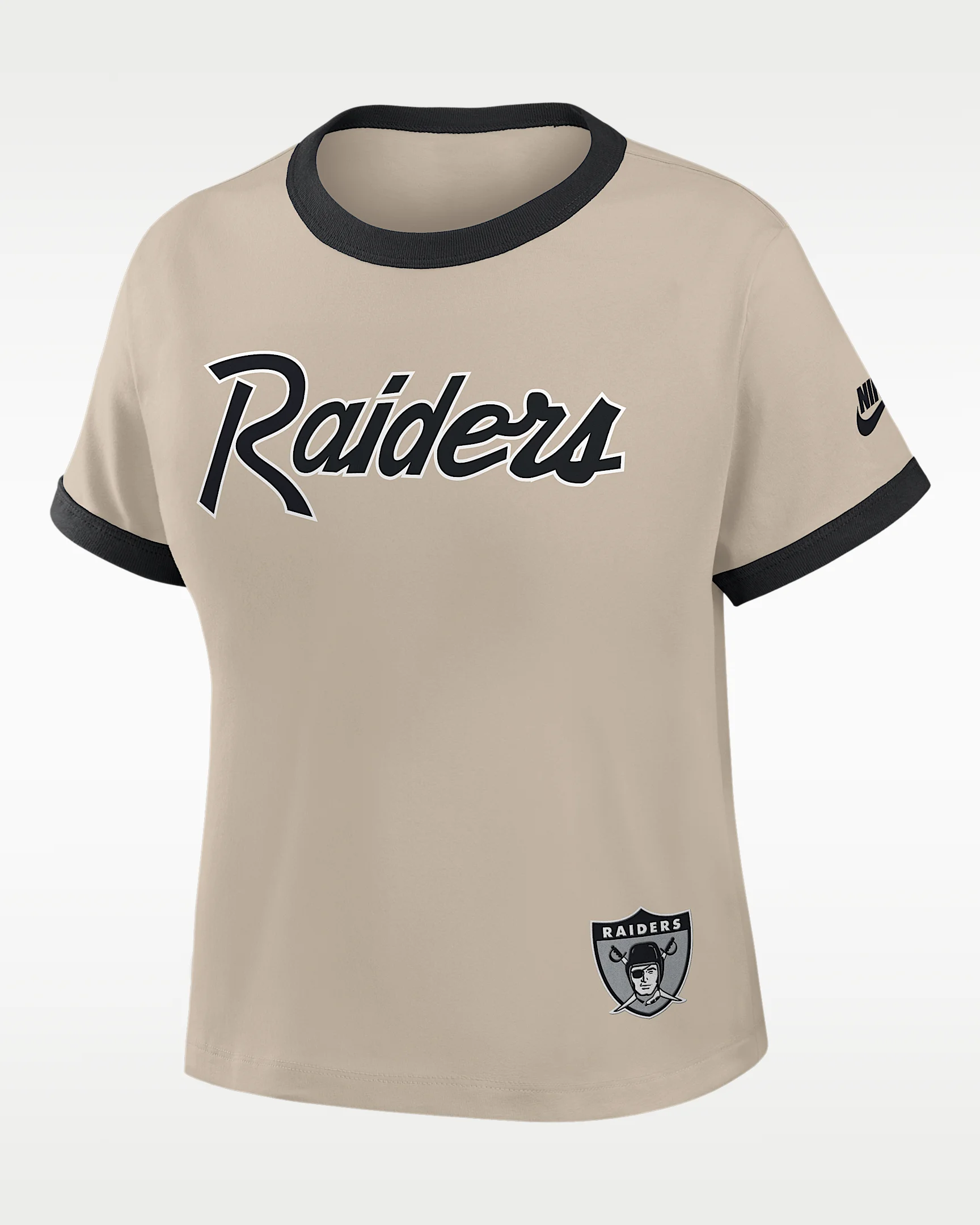 Las Vegas Raiders Rewind Ringer Mod Women's Nike NFL Cropped T-Shirt - 1