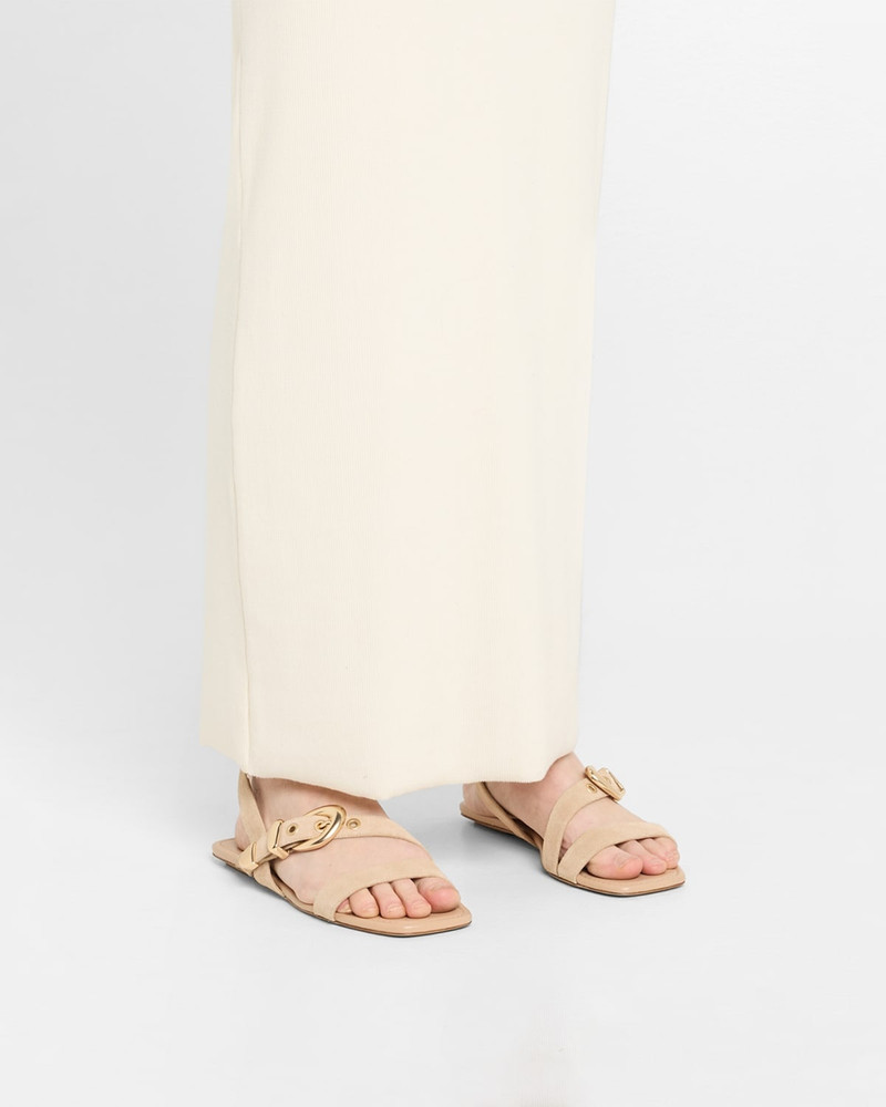 Stuart Weitzman Maven Suede Buckle Flat Sandals outlook
