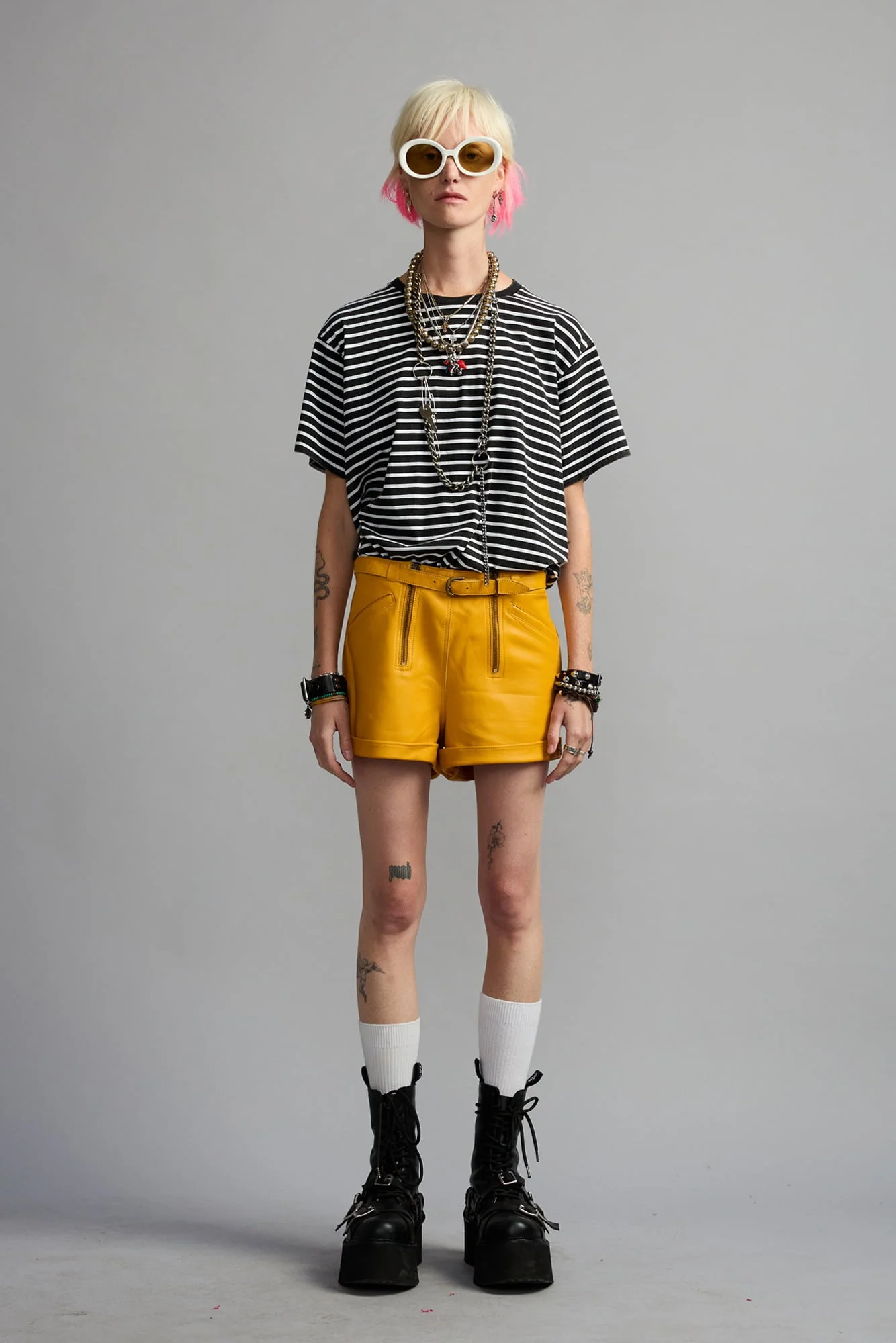 LEATHER BIKER SHORT - 1