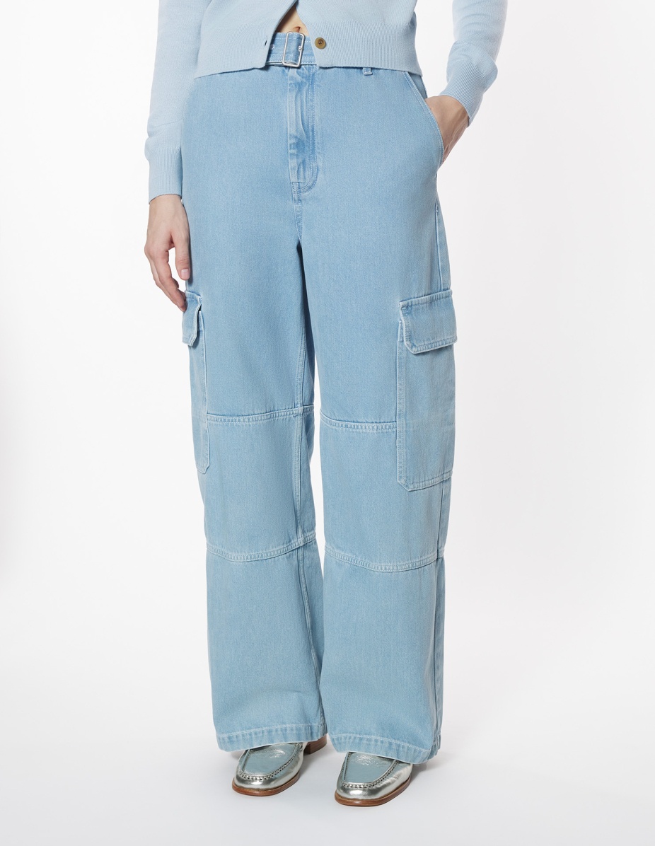 BELTED UTILITY DENIM PANTS - 3