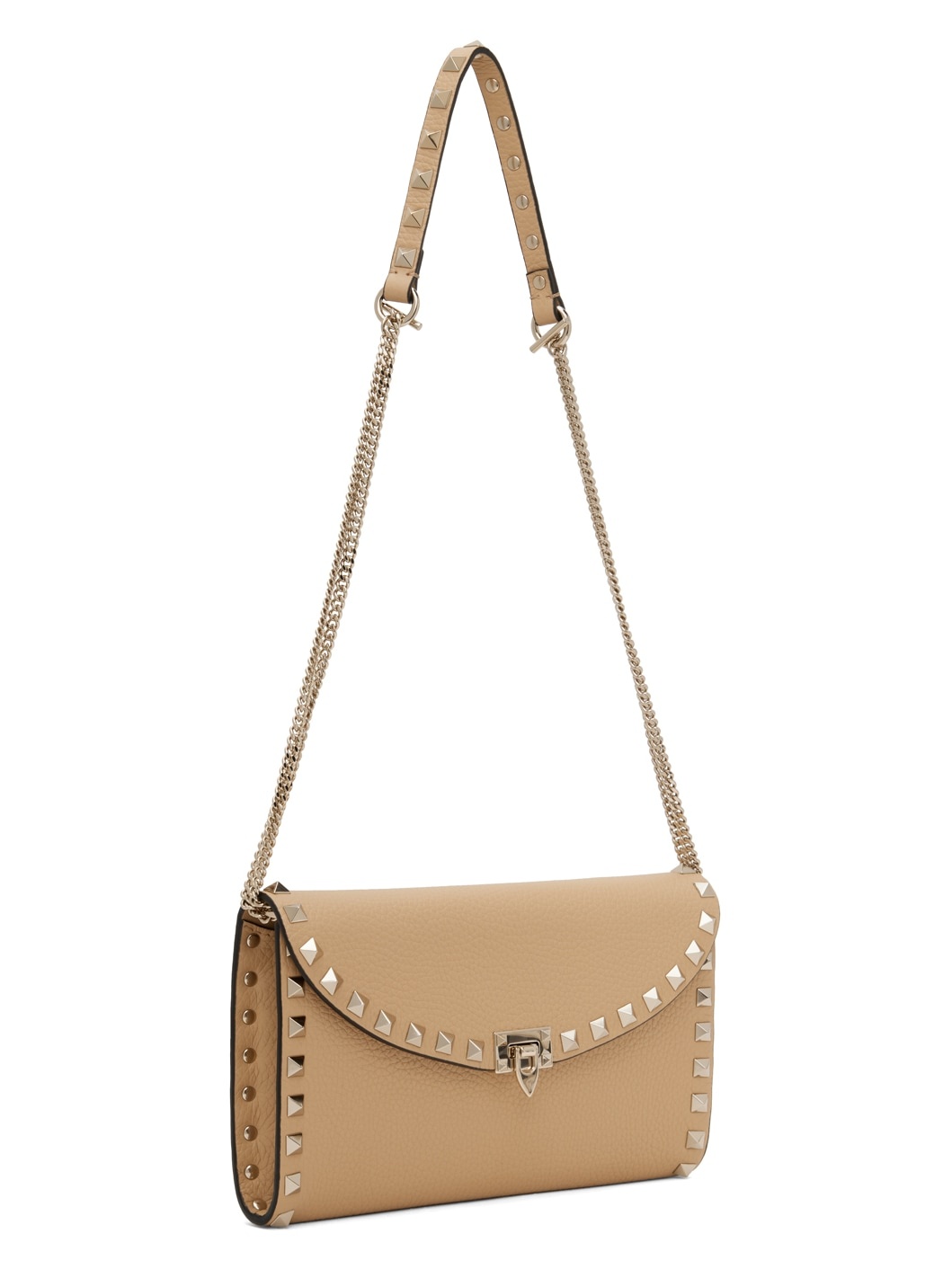 Beige Rockstud Chain Bag - 2