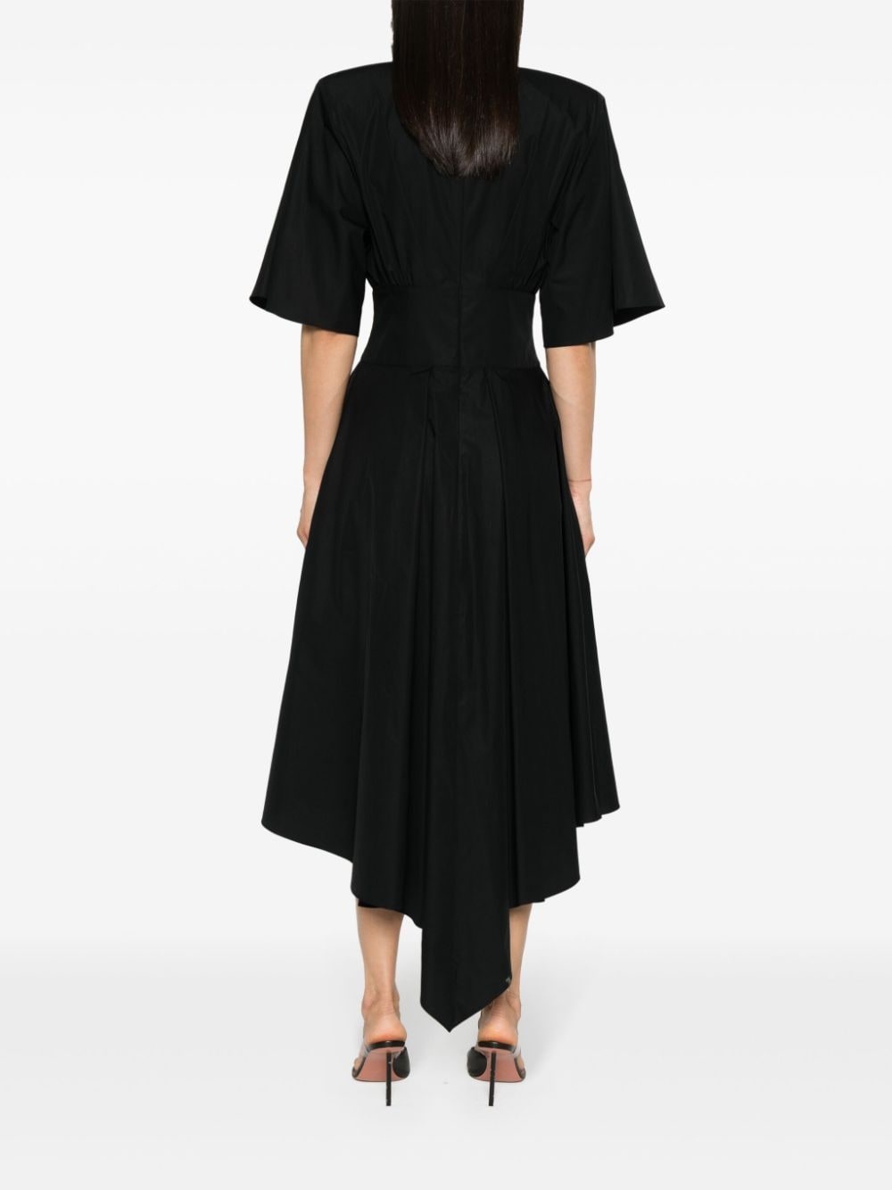 poplin shoulder-pads midi dress - 4