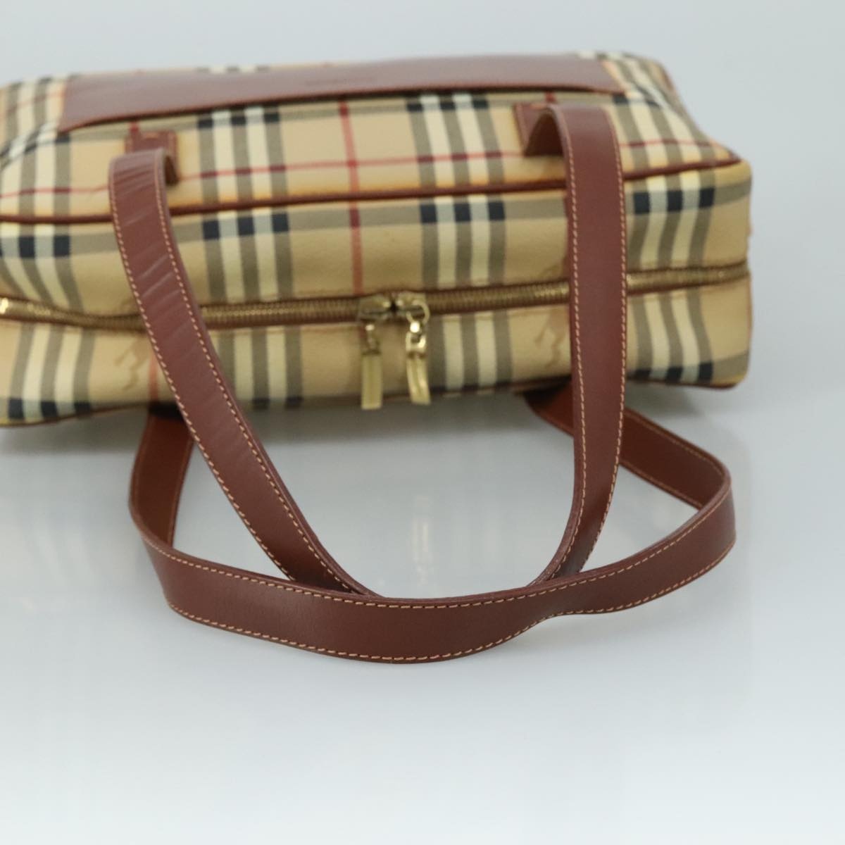 Burberry Nova Check Shoulder Bag Pvc Leather Beige - 7