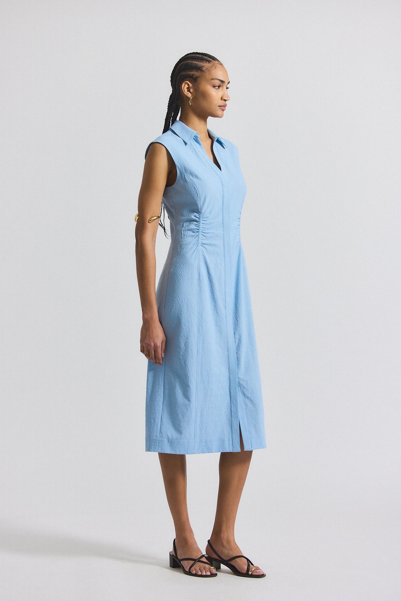 NERA RUCHED BUTTON DOWN DRESS - 3
