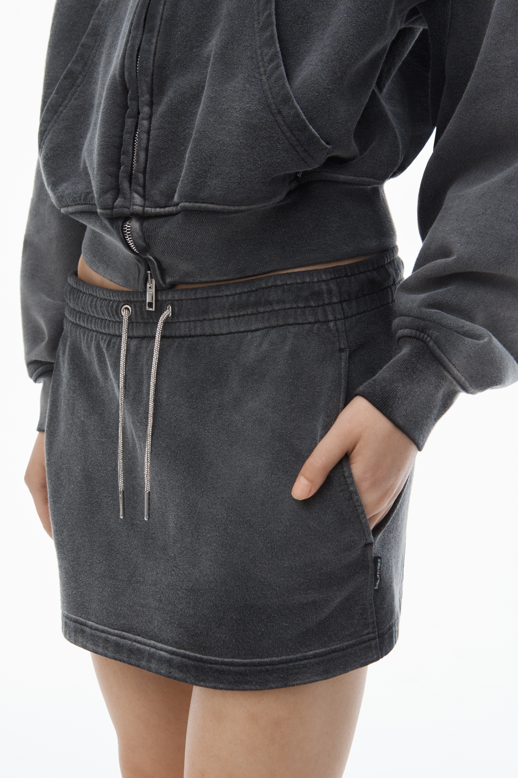 Crystal Hotfix Tube Skirt in Organic Cotton Terry - 3