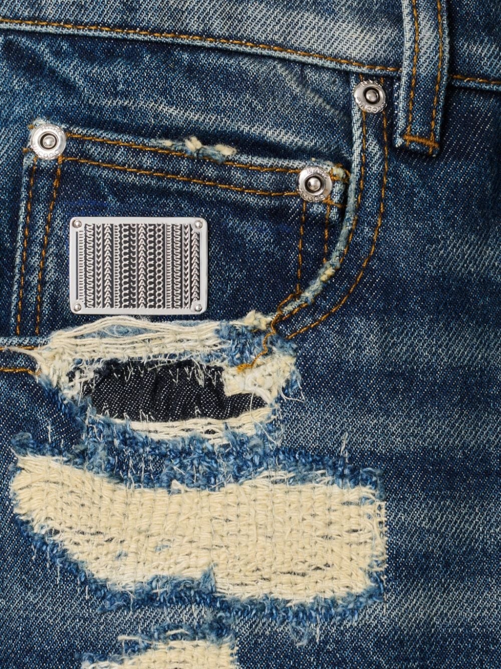 distressed straight-leg jeans - 5